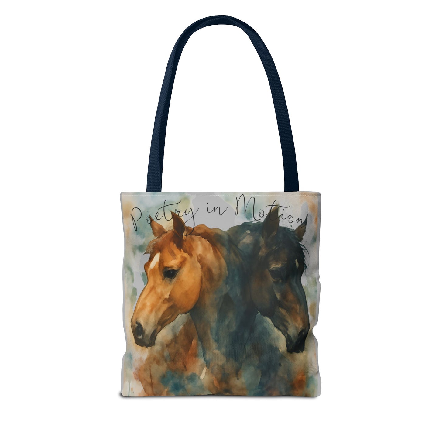 Horse Art Tote Bag, Watercolor Horses, Pretty in Motion