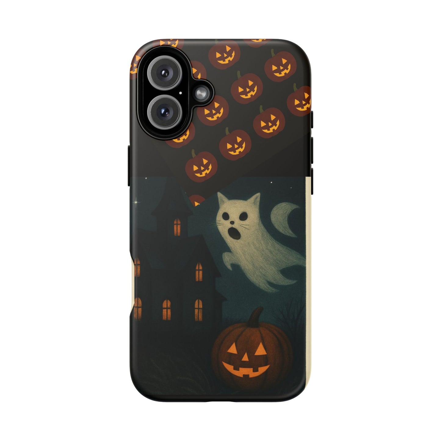 Phone Case, Halloween Haunted House Cat Ghost iPhone 16, 15, 14, Pixel 8, 6 Samsung Galaxy 25, 24, 23