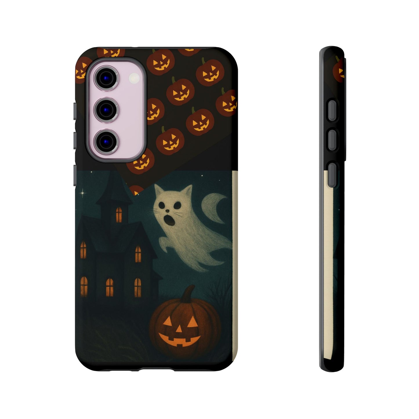 Phone Case, Halloween Haunted House Cat Ghost iPhone 16, 15, 14, Pixel 8, 6 Samsung Galaxy 25, 24, 23