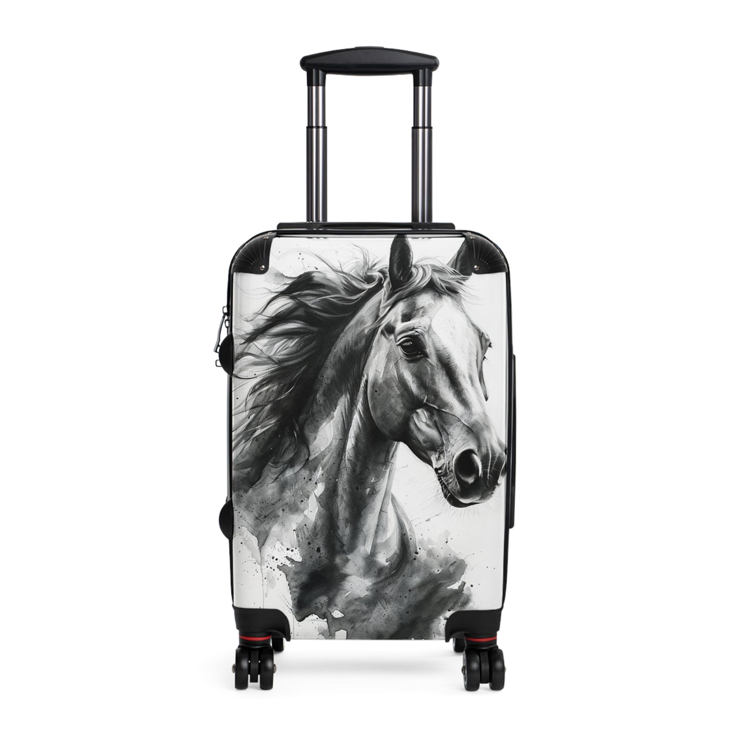 Elegant Black & White Horse Suitcase Equestrian Travel Luggage -- One of a KiNd Suitcase (Travel Tag Sold Separate)