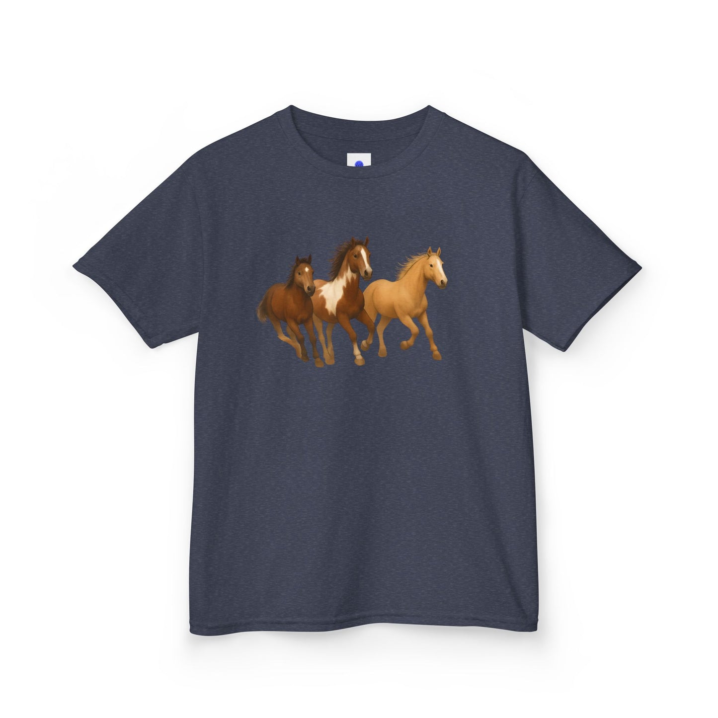 Kids Three Horse T shirt, Western, country, cute, Heavy Tee, fall, gallop, freedom