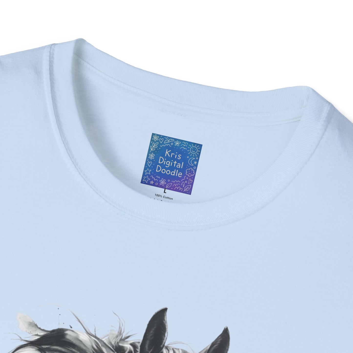 Black and White Horse Graphic T-Shirt Artistic Equestrian Tee