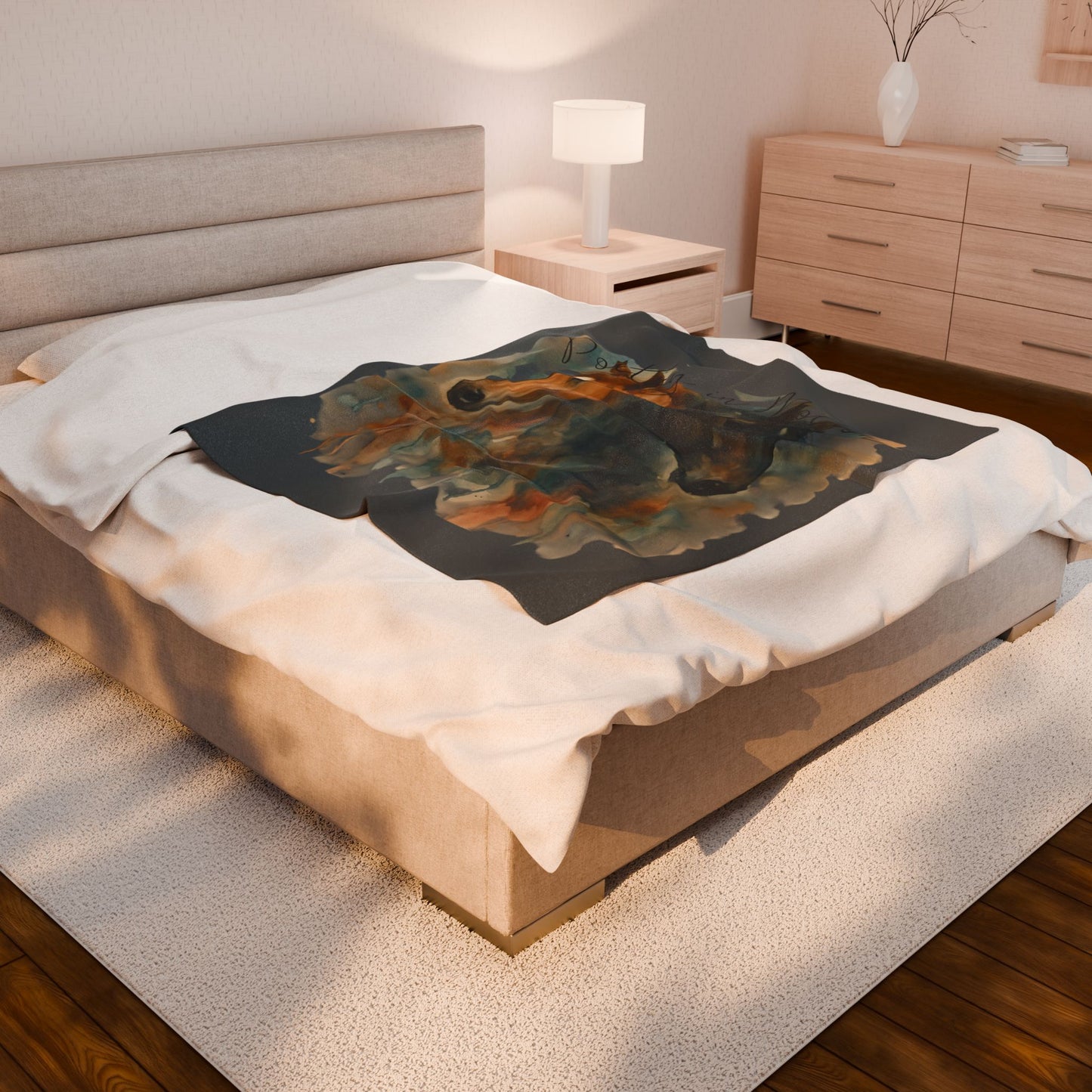 Watercolor Horse Blanket, Cozy Western Ranch Throw with Horse Lovers Art
