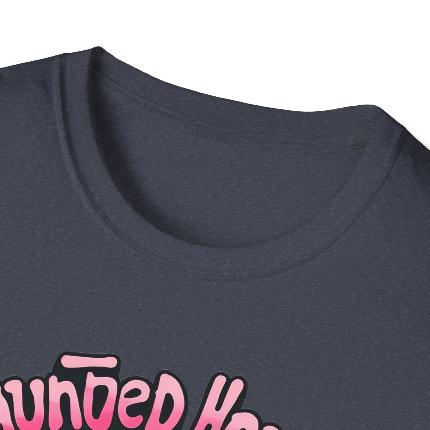 Haunted House Halloween T-Shirt Pink Spooky Gothic Unisex Softstyle T-Shirt Men Women Teen College Student Highschool