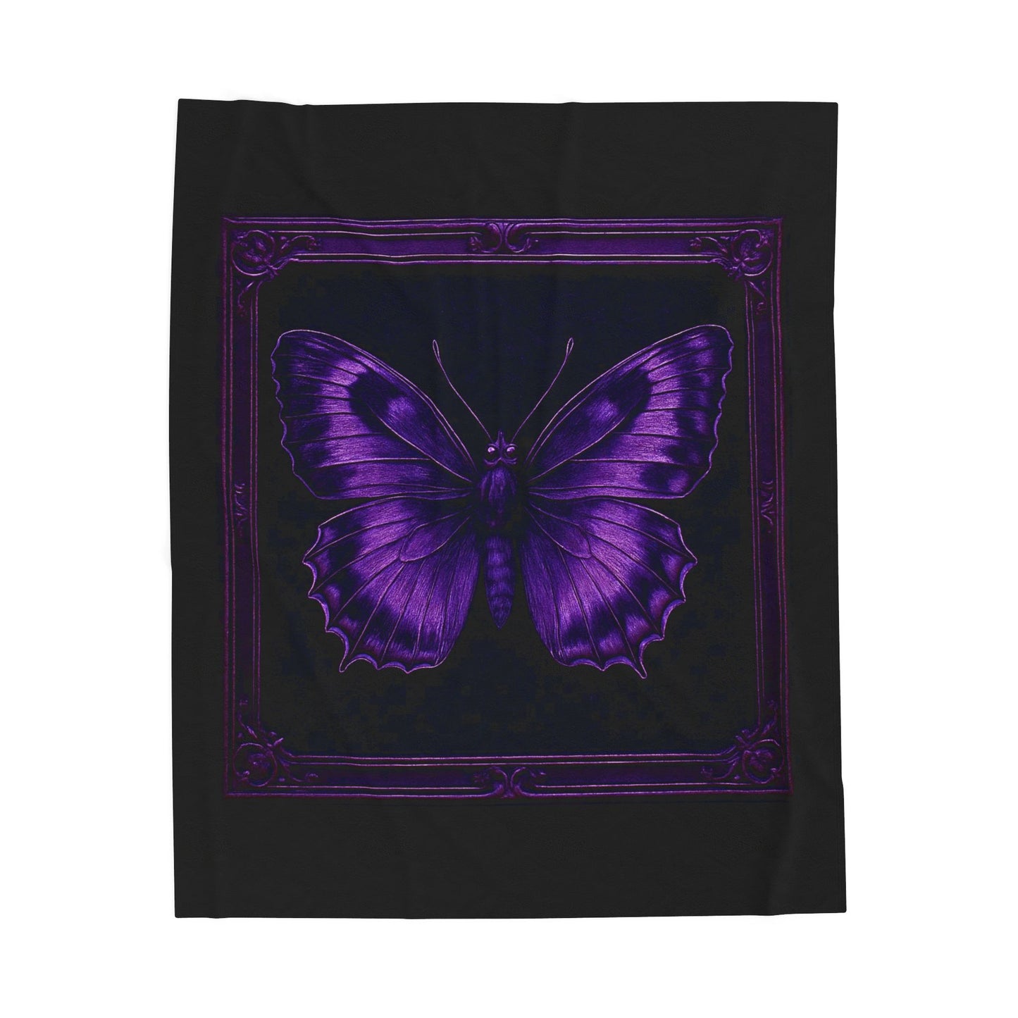 Purple Butterfly Blanket Black Throw Gothic Boho Cozy Decor Velveteen Plush Blanket