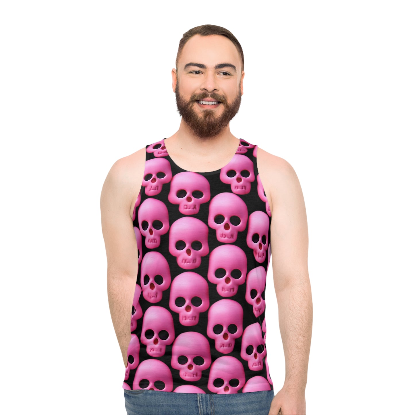 Pink Skull Tank Top Unisex Halloween Skull Shirt Gothic Aesthetic Sleeveless T Unisex Tank Top Tee men women teen