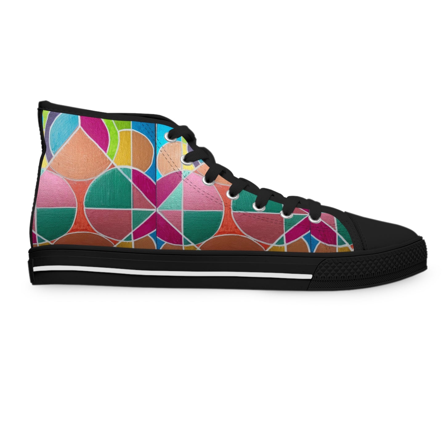 Colorful Geometric Mosaic Women's High Top Sneakers | Abstract Pattern