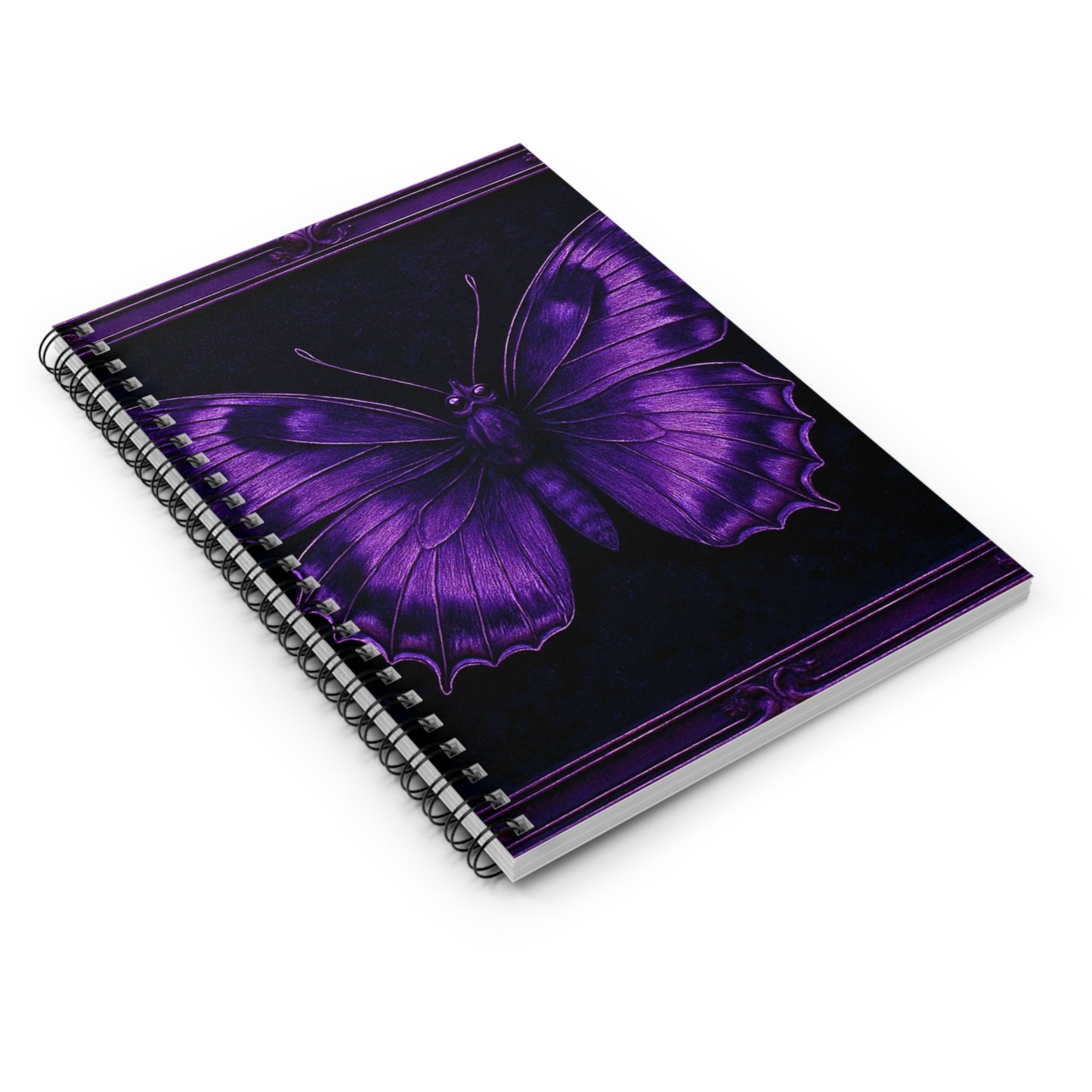 Purple Butterfly Notebook, Gothic Journal, Spiritual Butterfly, Purple Aesthetic Stationery Spiral Notebook Ruled Line