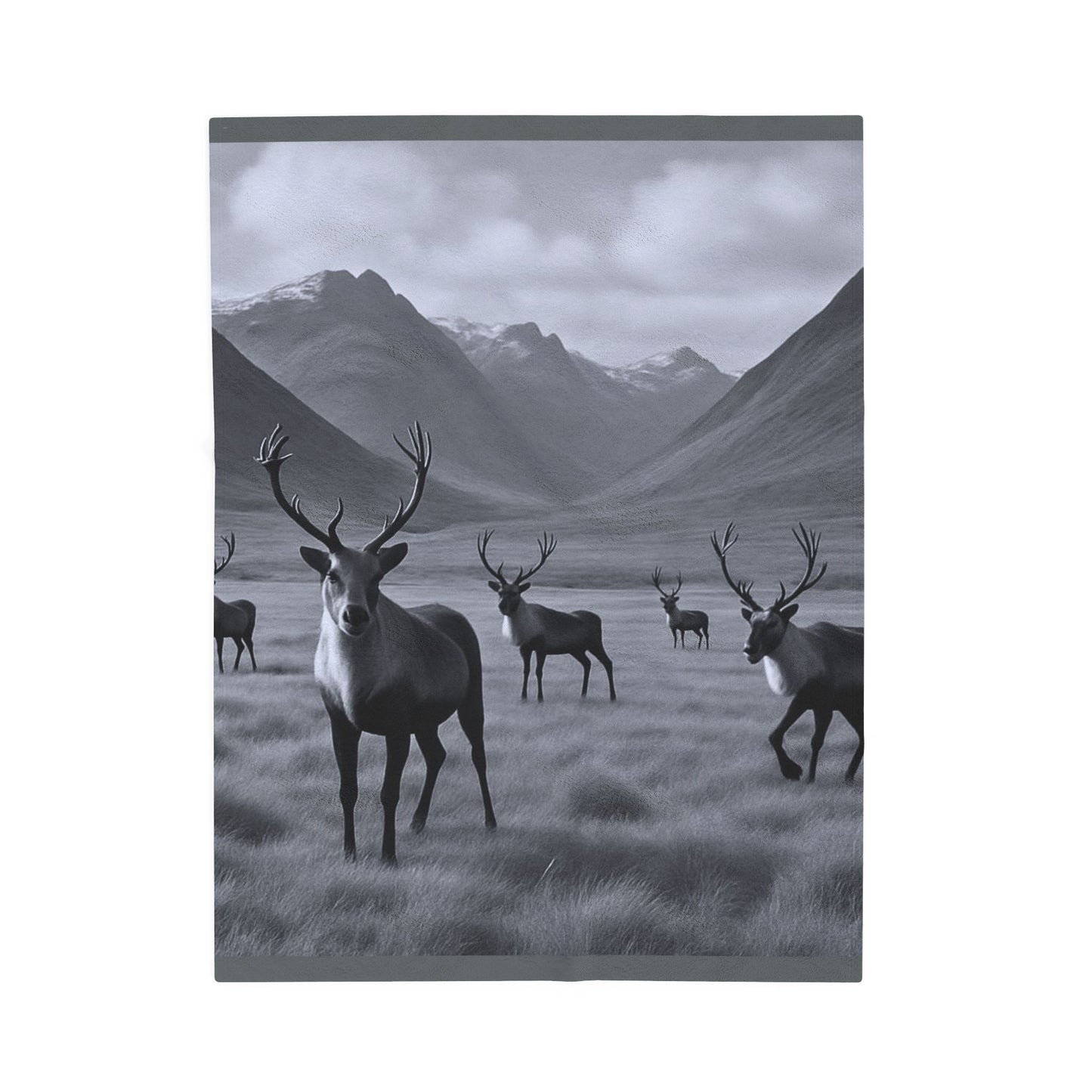 Black and White Deer Mountain Blanket Cozy Wildlife Lodge Cabin Plush Velveteen Throw for Rustic Home Décor
