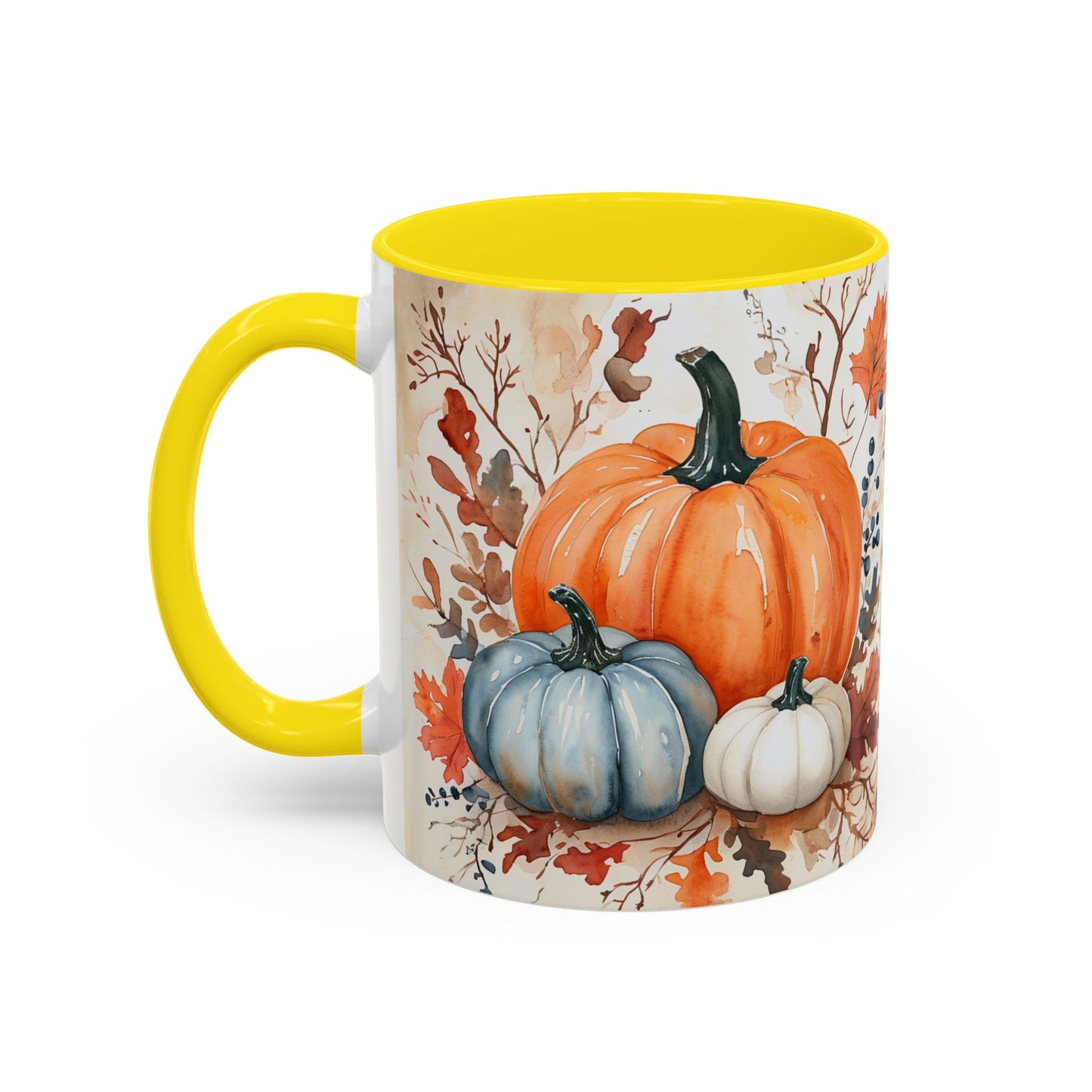 Pumpkin Fall Mug, Autumn Harvest Coffee Cup with Rustic Pumpkin Design