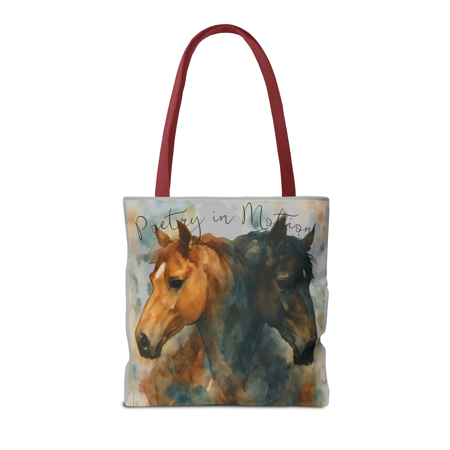 Horse Art Tote Bag, Watercolor Horses, Pretty in Motion