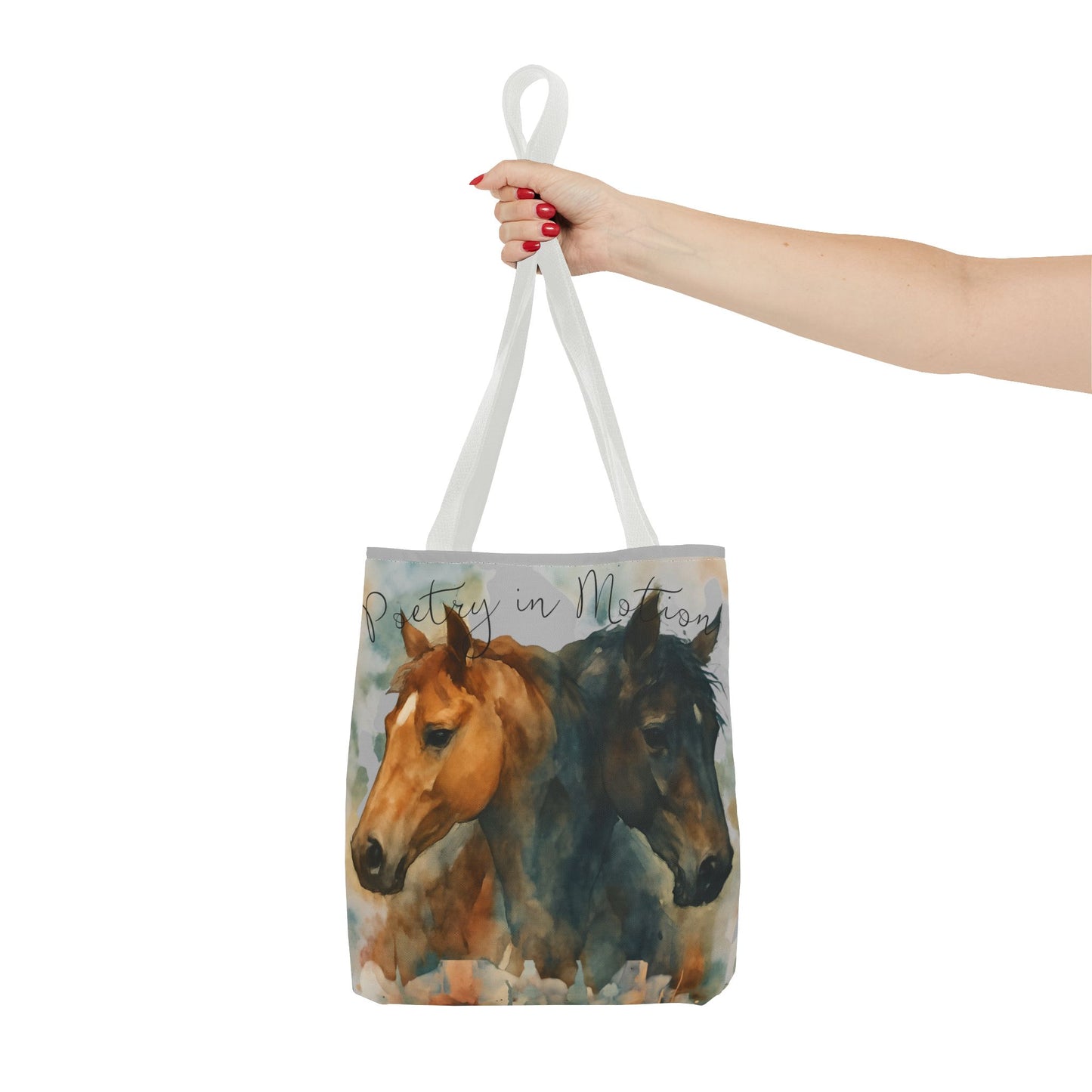 Horse Art Tote Bag, Watercolor Horses, Pretty in Motion
