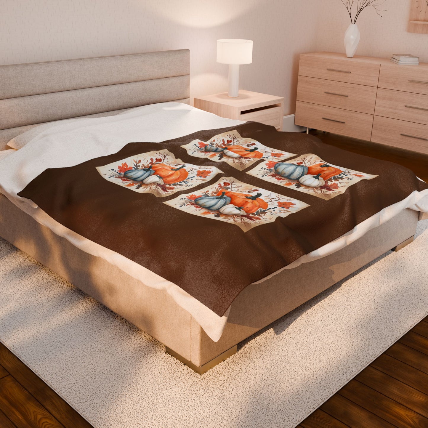 Pumpkin Fall Blanket, Cozy Autumn Decor Plush Throw