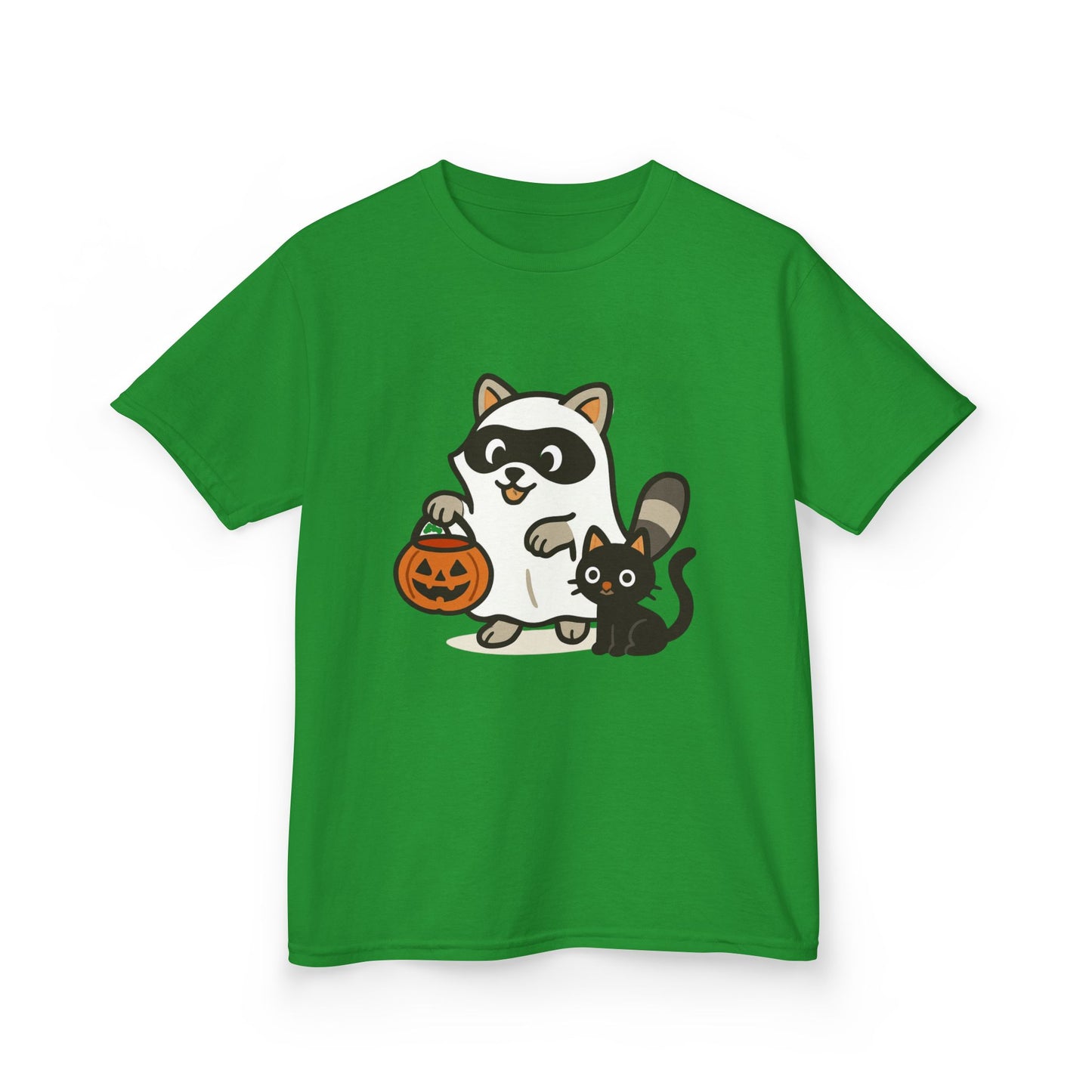 Cute Raccoon Cat Halloween Shirt Funny Trick or Treat Tee for Kids & Adults Kids Heavy Cotton⢠Tee