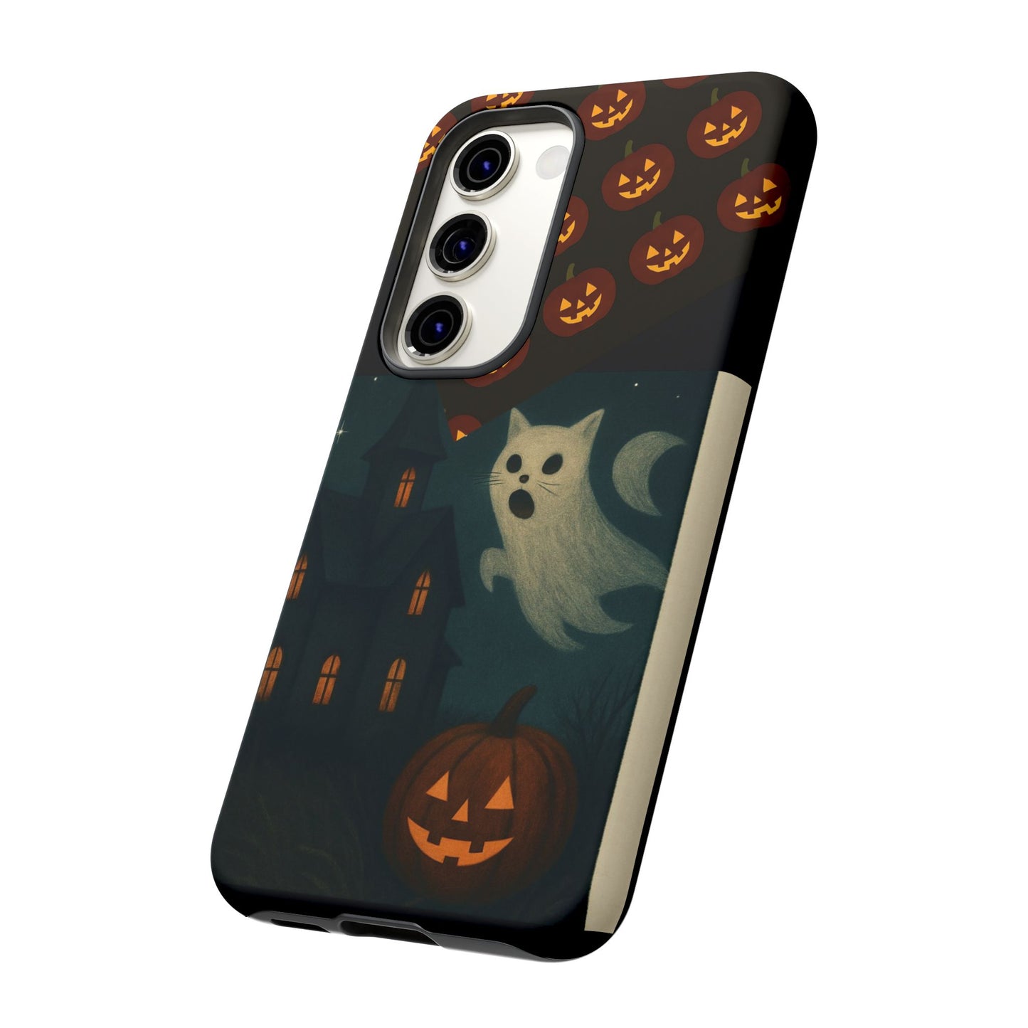 Phone Case, Halloween Haunted House Cat Ghost iPhone 16, 15, 14, Pixel 8, 6 Samsung Galaxy 25, 24, 23