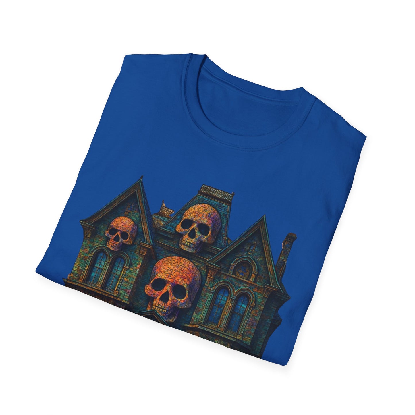 Haunted Skull Mansion T Shirt Gothic Horror House Halloween Tee Unisex Soft style T Shirt