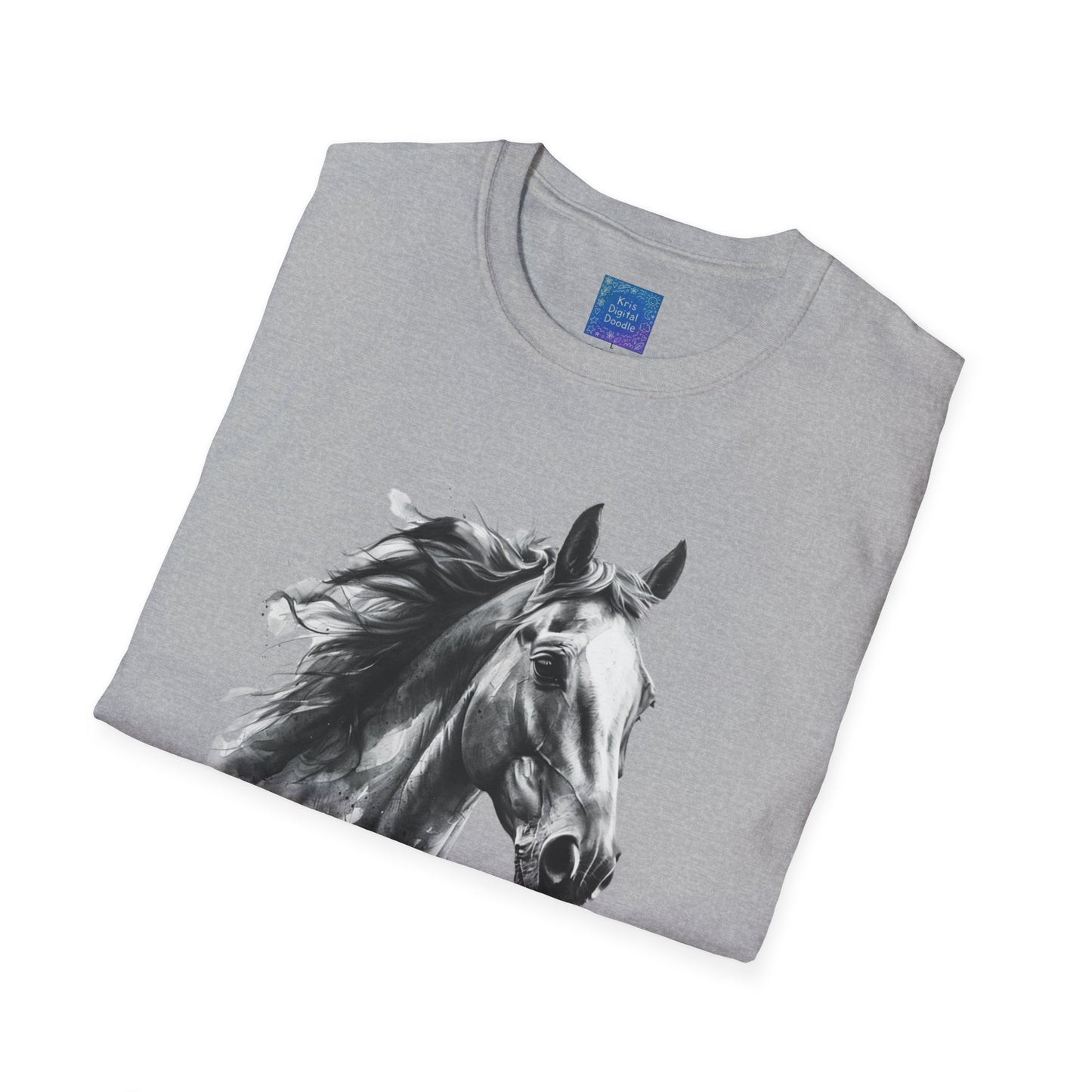 Black and White Horse Graphic T-Shirt Artistic Equestrian Tee
