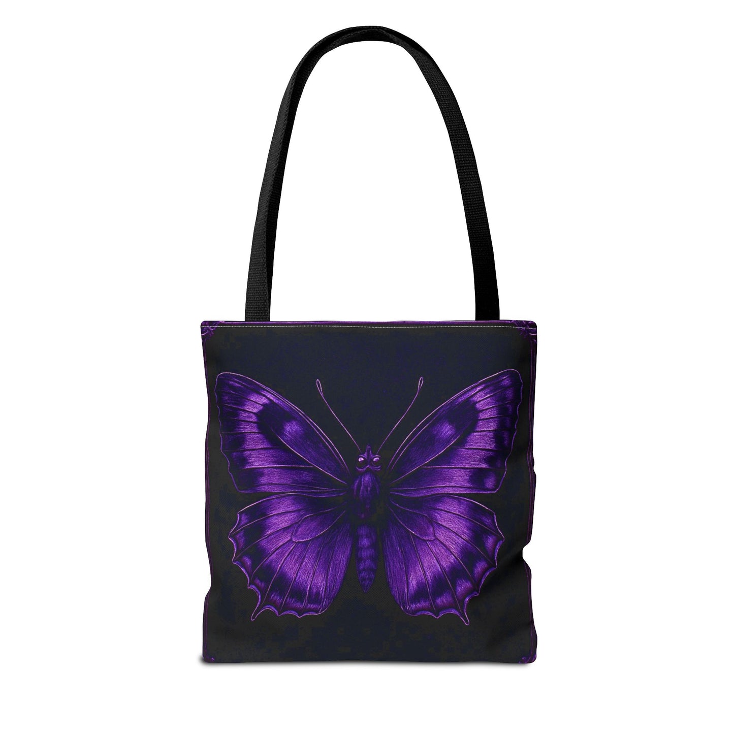 Purple Butterfly Tote Bag, Gothic Aesthetic Tote, Dark Fashion Bag, Nature Inspired Carryall Tote Bag (AOP)