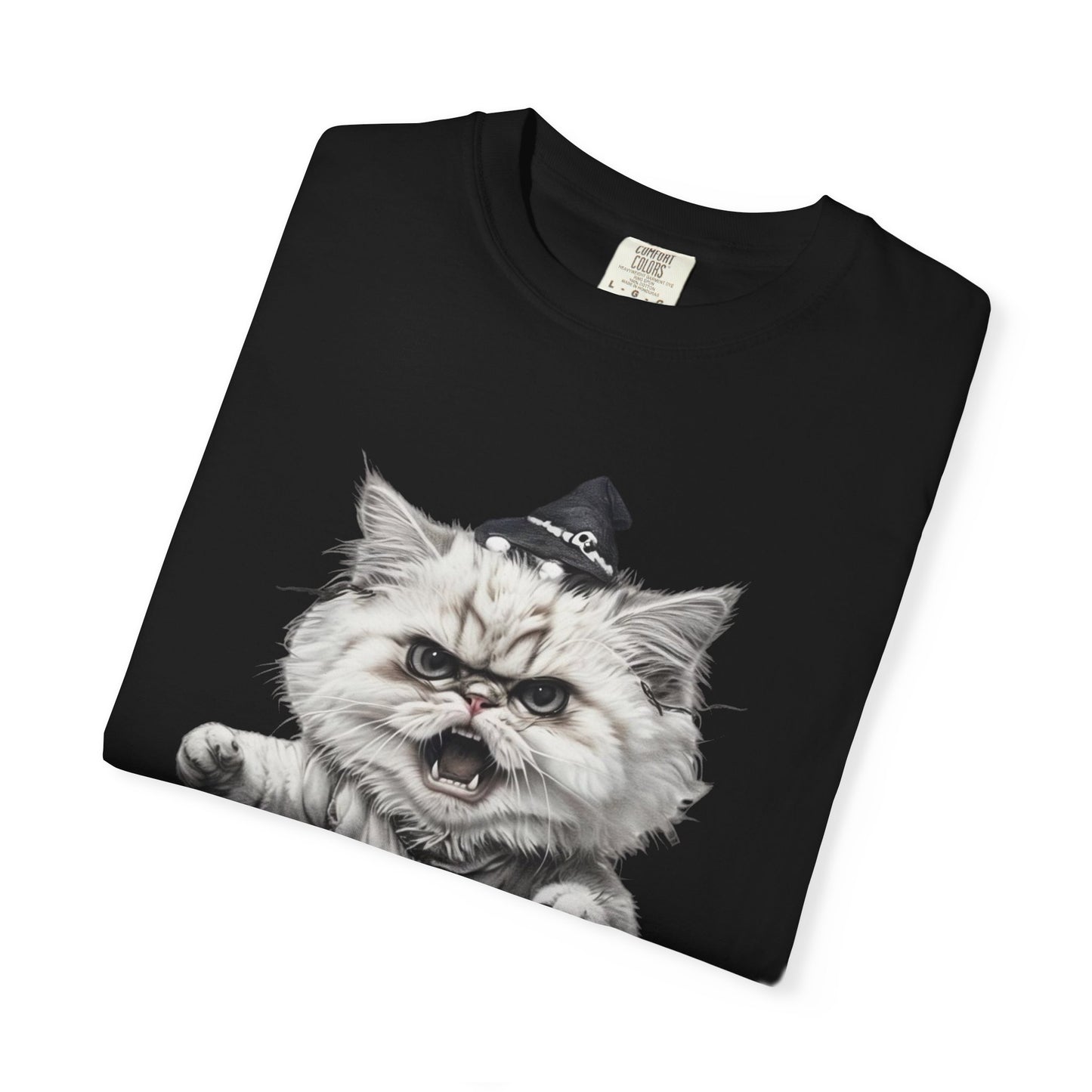 Angry Halloween Cat T Shirt Funny Spooky Kitten Tee Gothic Trick or Treat Shirt Unisex Garment Dyed T shirt