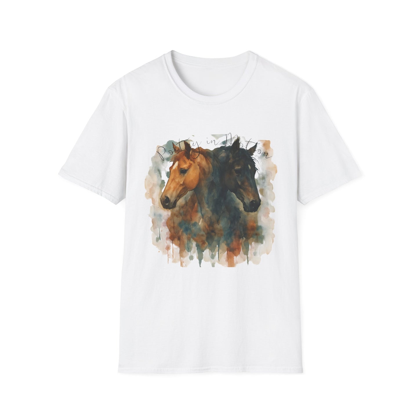 Poetry in Motion Horse T-Shirt Watercolor Horse Lover Shirt Artistic Equestrian Tee Gift for Women Unisex Soft style T-Shirt