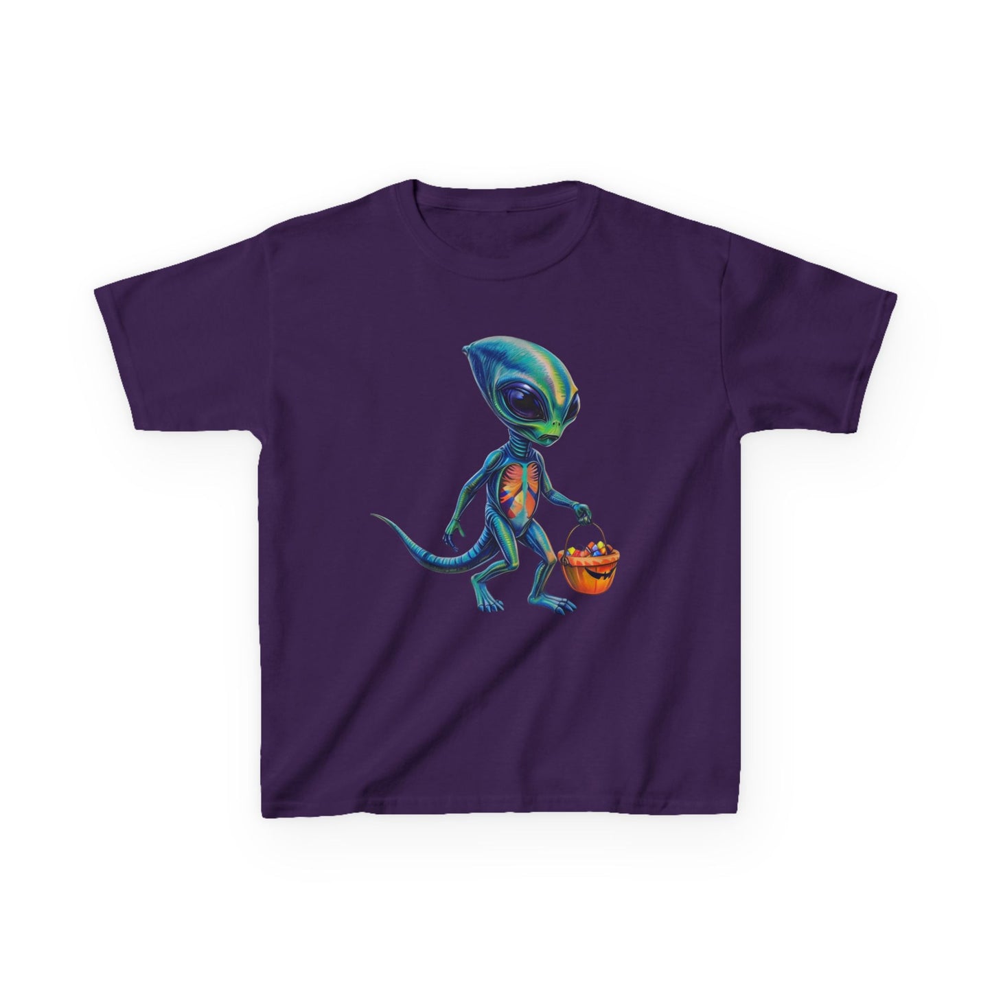 Alien Trick or Treat Halloween Kids T Shirt Cute Sci Fi Costume Tee Kids Heavy Cotton™ Tee