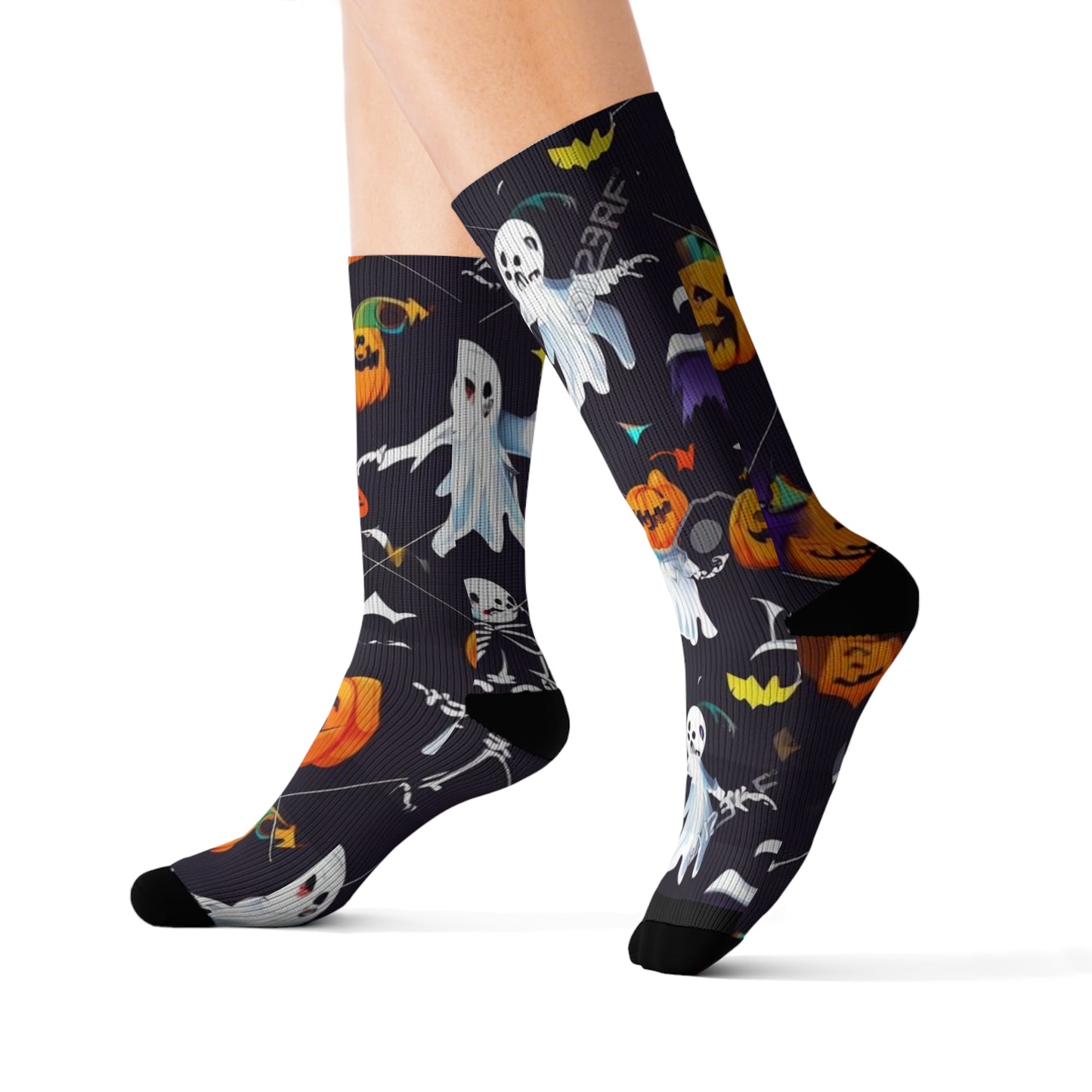 Halloween Ghost & Pumpkin Pattern Sublimation Socks