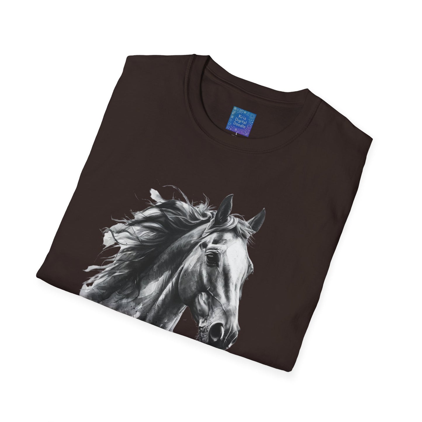 Black and White Horse Graphic T-Shirt Artistic Equestrian Tee