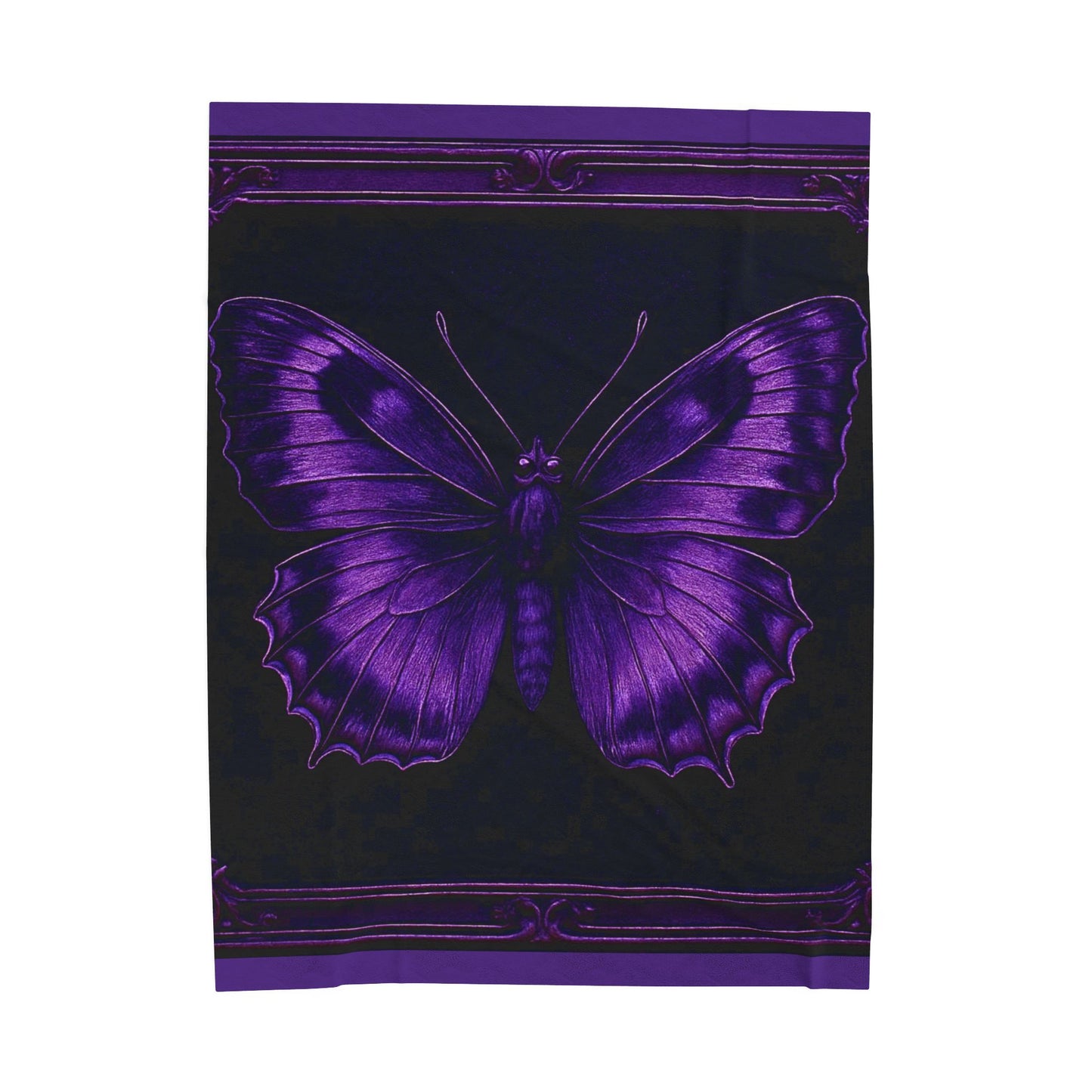 Purple Butterfly Blanket Black Throw Gothic Boho Cozy Decor Velveteen Plush Blanket