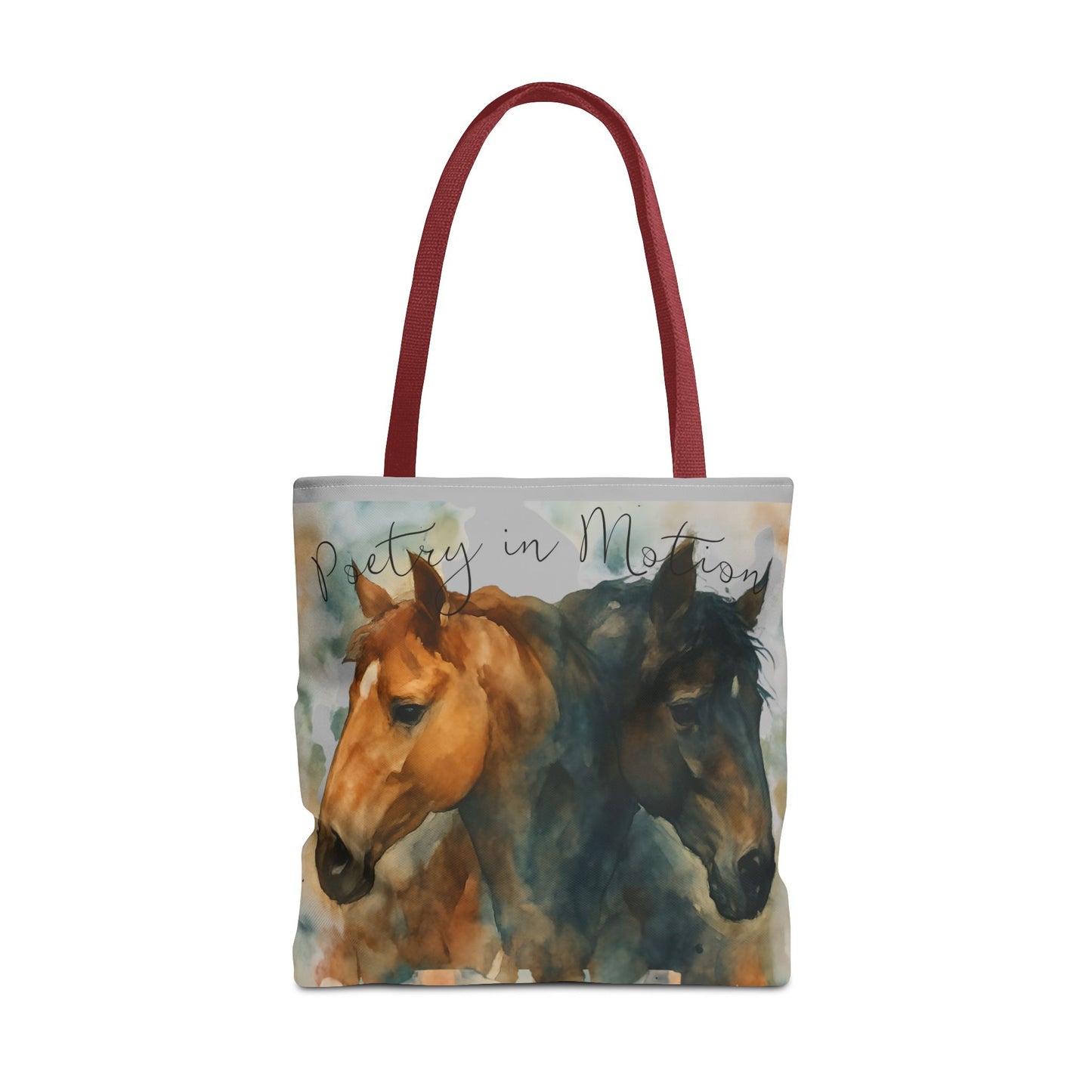 Horse Art Tote Bag, Watercolor Horses, Pretty in Motion