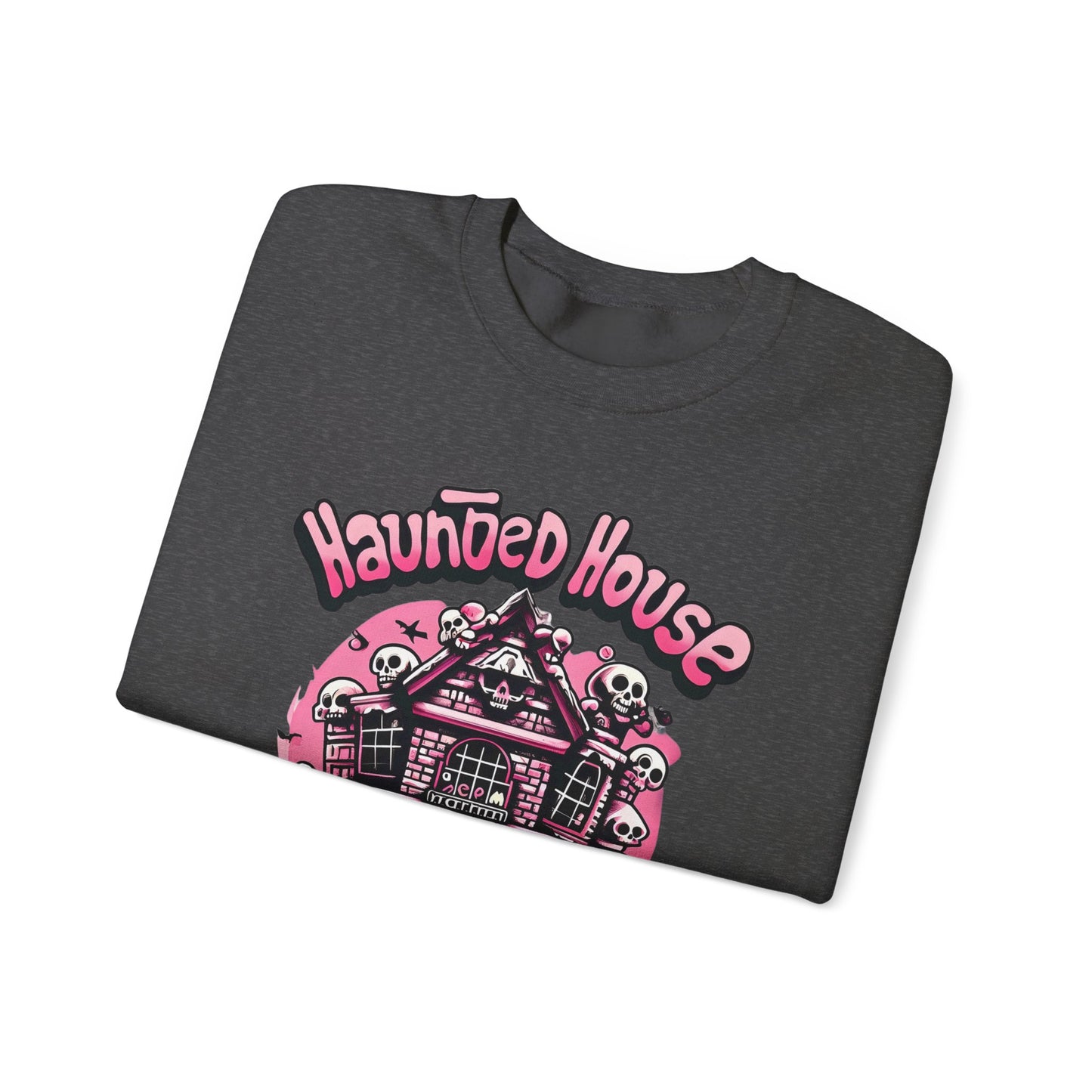 Haunted House Skull Sweatshirt Pink - Spooky Cute Pink & Black Aesthetic, Men, Women, Pink Skull,
