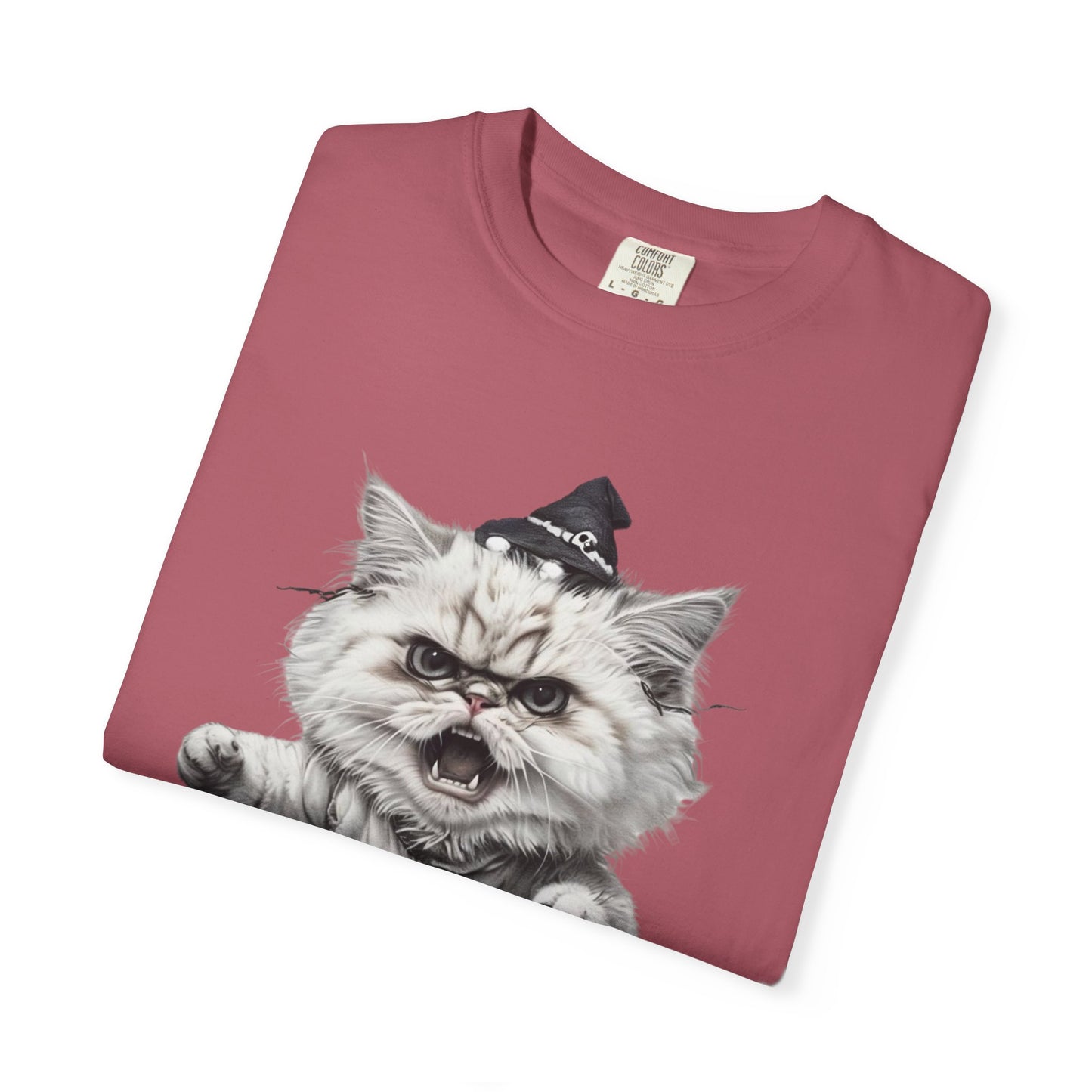 Angry Halloween Cat T Shirt Funny Spooky Kitten Tee Gothic Trick or Treat Shirt Unisex Garment Dyed T shirt