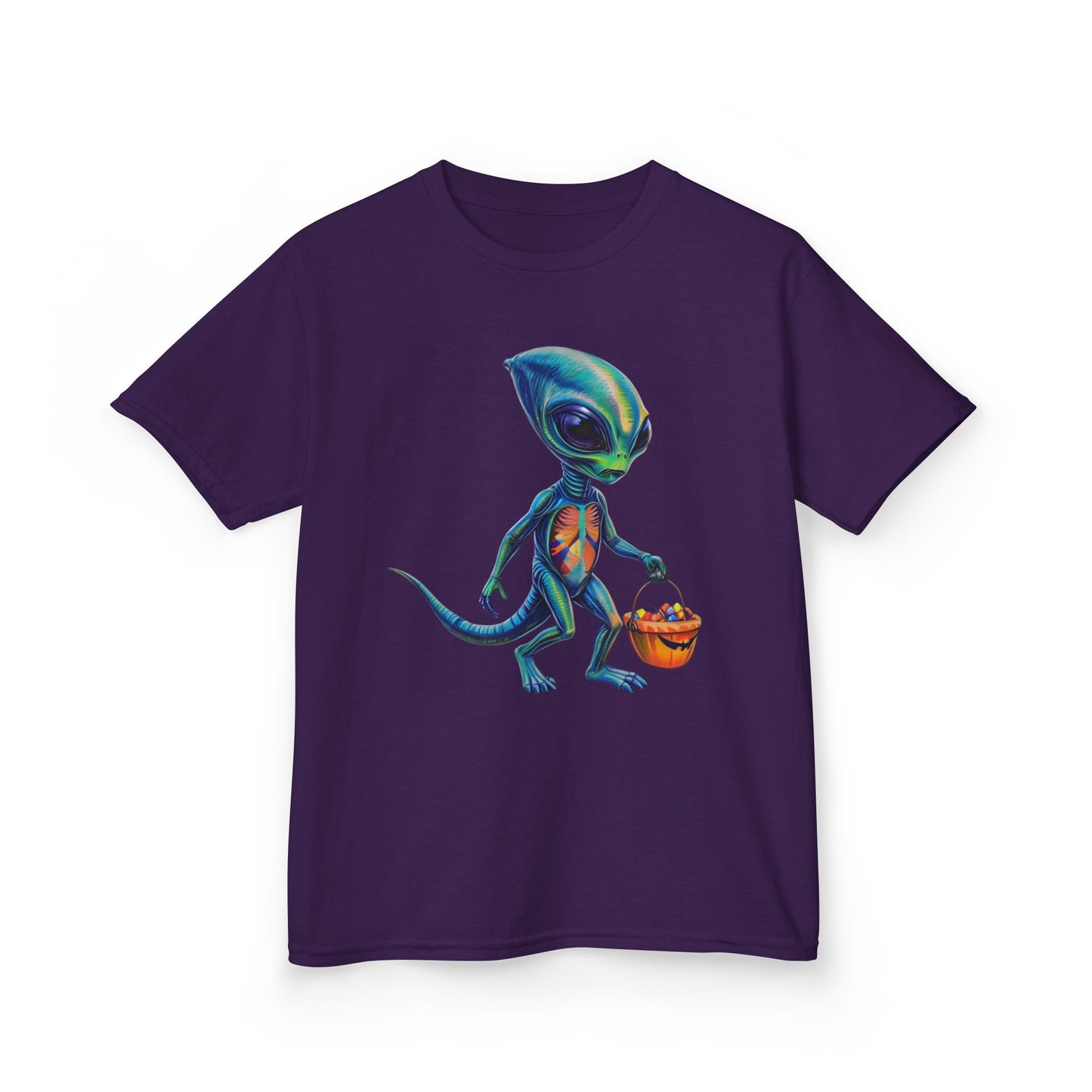 Alien Trick or Treat Halloween Kids T Shirt Cute Sci Fi Costume Tee Kids Heavy Cotton™ Tee