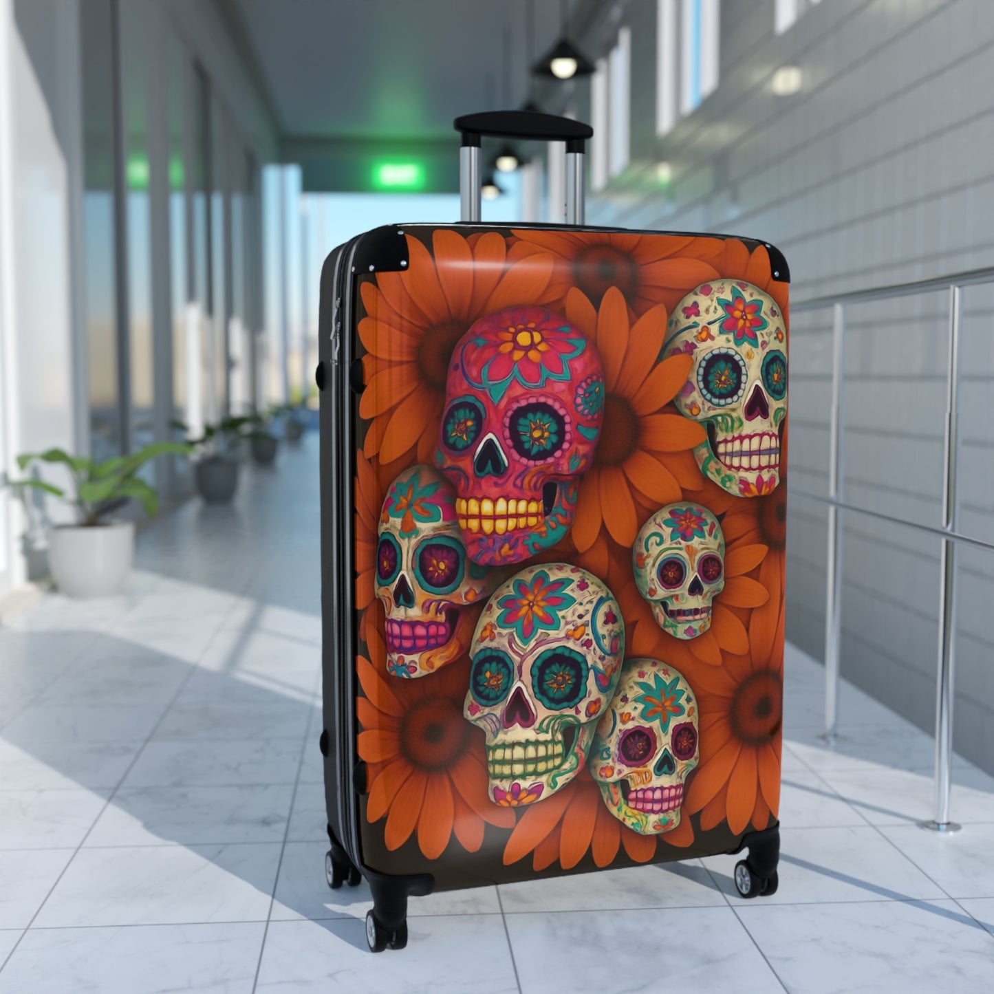 Sugar Skull Floral Luggage Day of the Dead Suitcase for Bold Travel Style Suitcase (Travel Tag sold Separately)