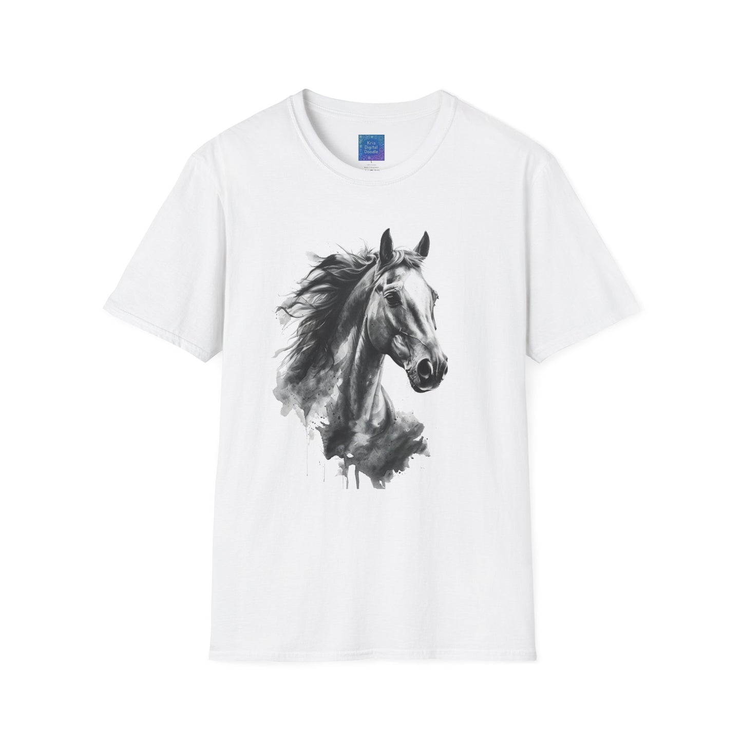 Black and White Horse Graphic T-Shirt Artistic Equestrian Tee