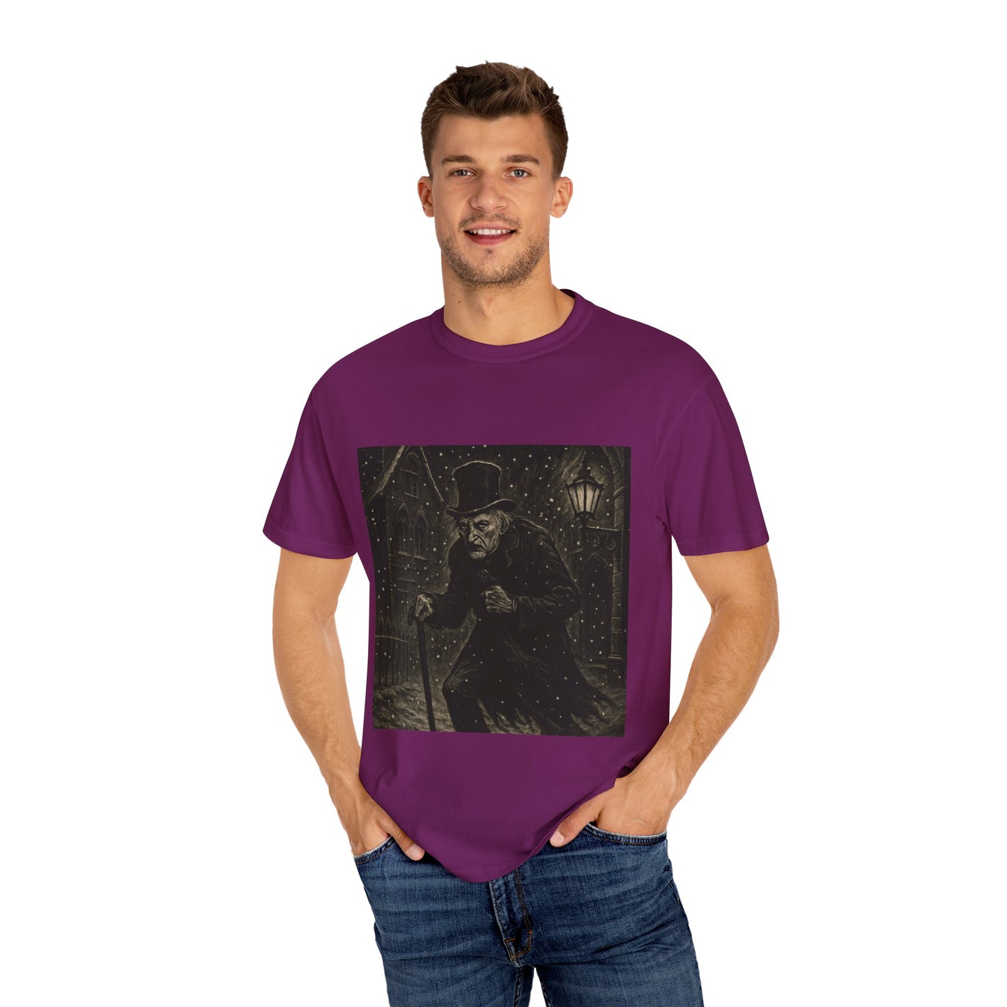 Gothic Scrooge T Shirt Dark Christmas Carol Shirt Vintage Haunted Dickens Tee Unisex Garment Dyed T shirt