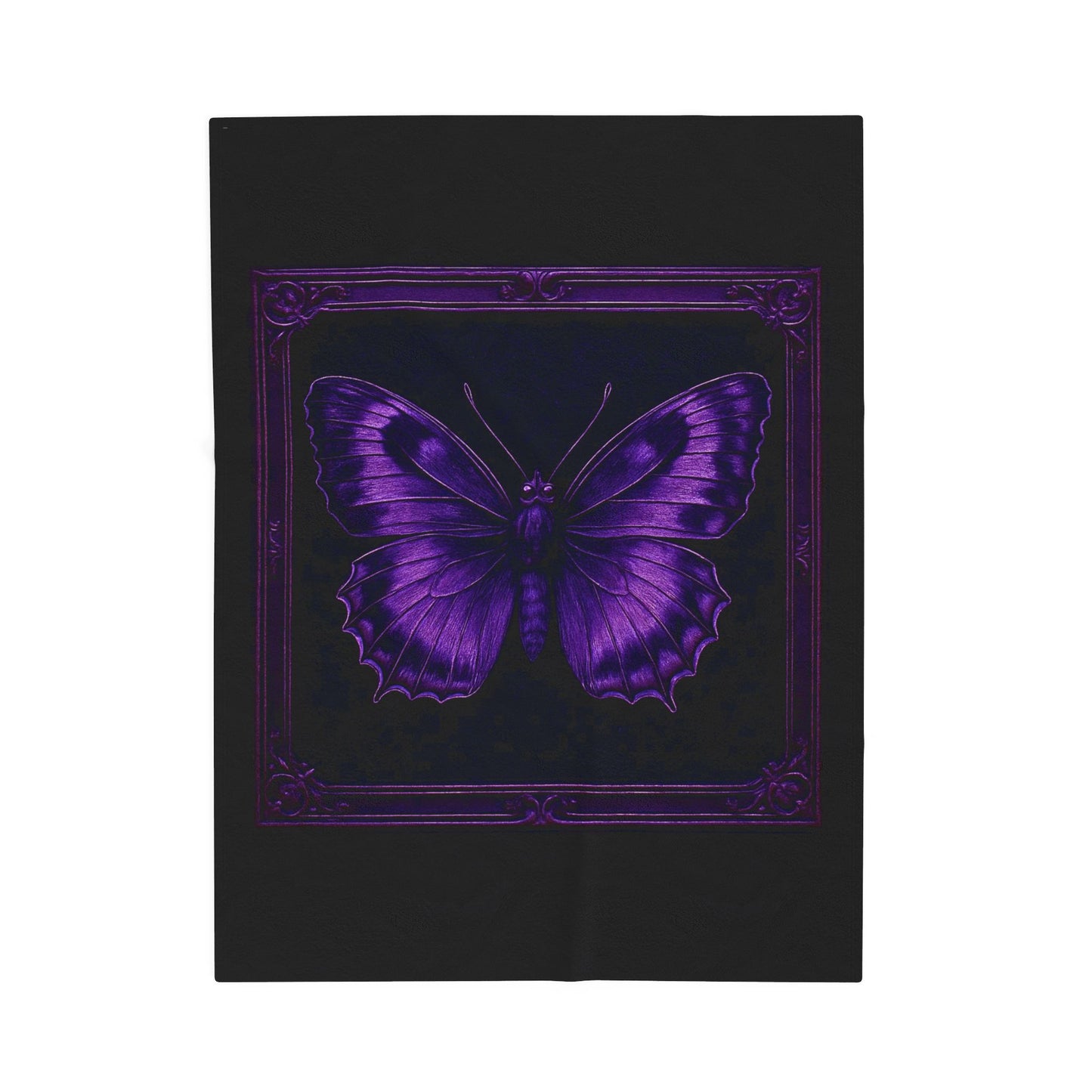 Purple Butterfly Blanket Black Throw Gothic Boho Cozy Decor Velveteen Plush Blanket