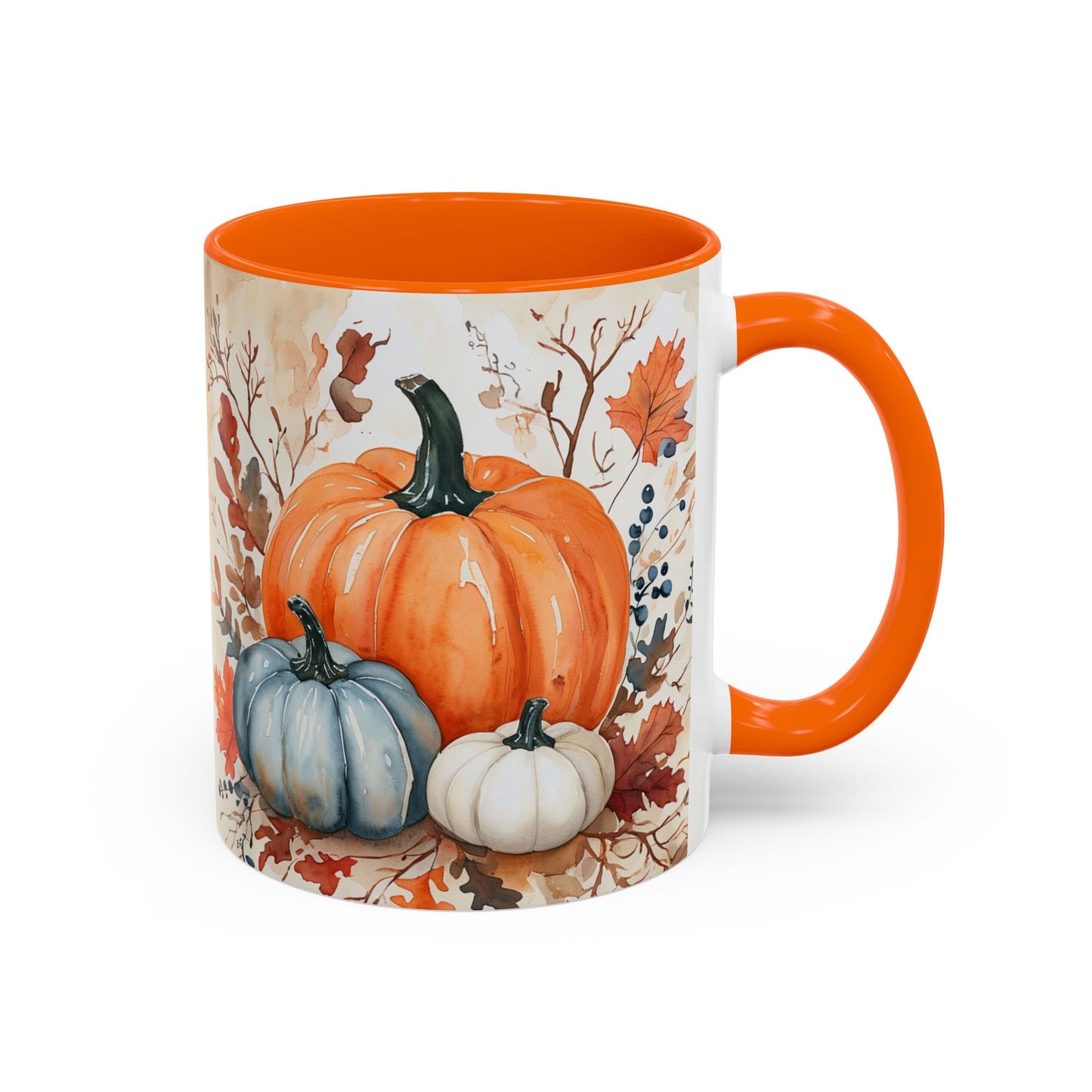 Pumpkin Fall Mug, Autumn Harvest Coffee Cup with Rustic Pumpkin Design