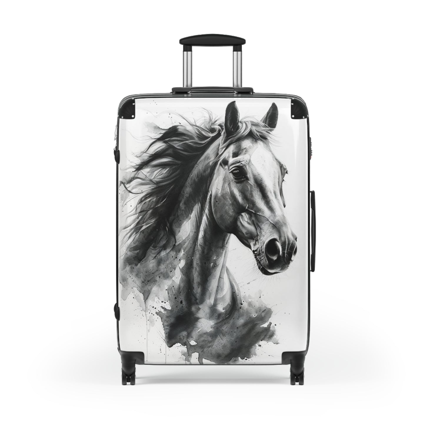 Elegant Black & White Horse Suitcase Equestrian Travel Luggage -- One of a KiNd Suitcase (Travel Tag Sold Separate)