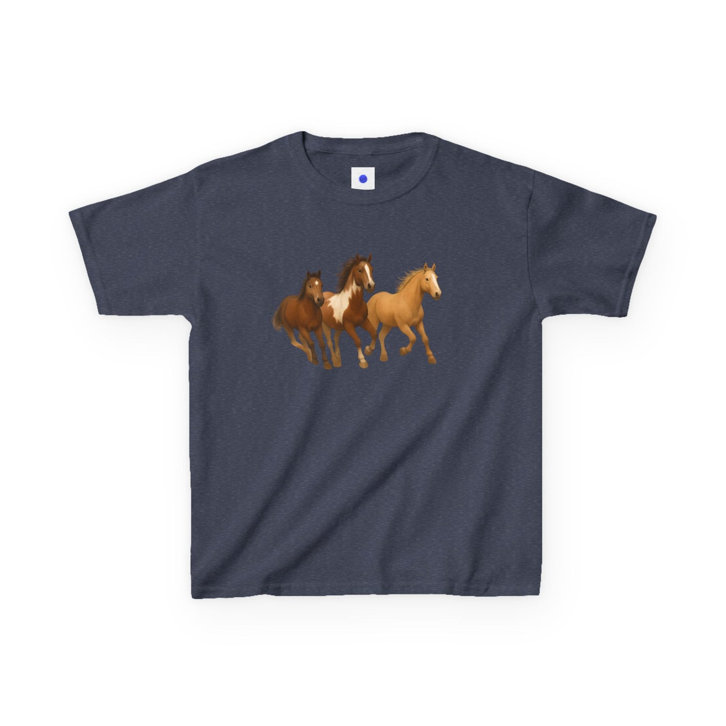 Kids Three Horse T shirt, Western, country, cute, Heavy Tee, fall, gallop, freedom