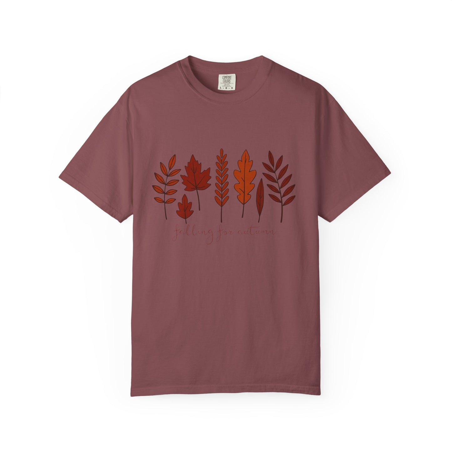 Falling for Autumn Shirt Cozy Fall Leaves Graphic Tee for Seasonal Outfits Unisex Garment Dyed T shirt