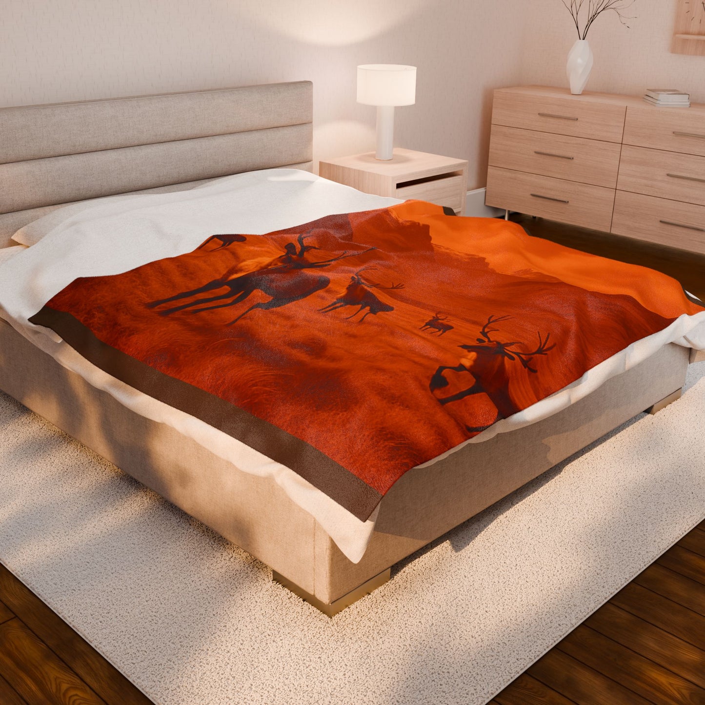 Elk Deer Wildlife Blanket Cozy Hunting Cabin Lodge Plush Velveteen Throw Rustic Mountain Nature Decor Bedding