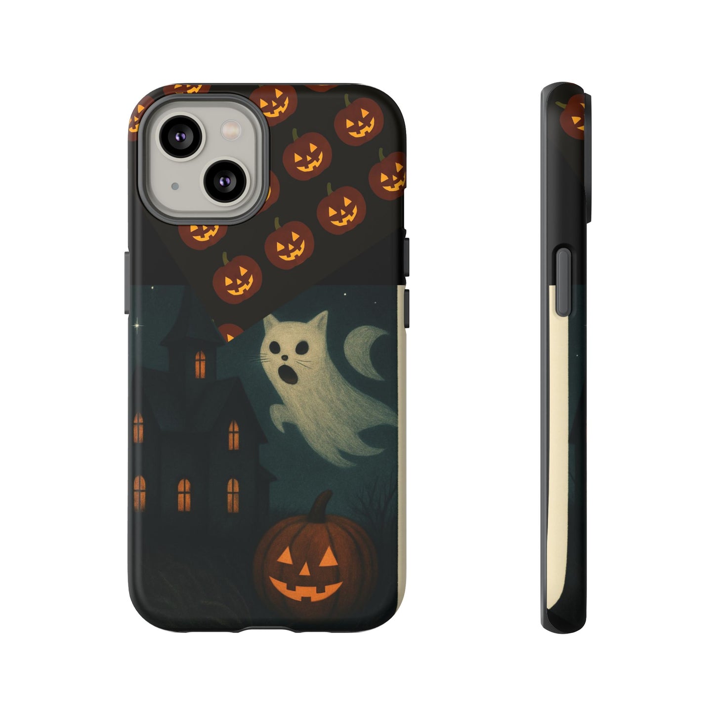 Phone Case, Halloween Haunted House Cat Ghost iPhone 16, 15, 14, Pixel 8, 6 Samsung Galaxy 25, 24, 23