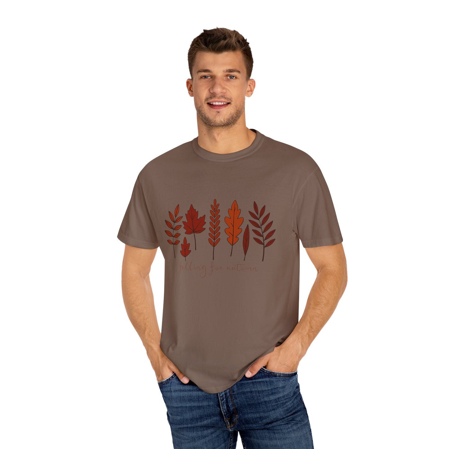 Falling for Autumn Shirt Cozy Fall Leaves Graphic Tee for Seasonal Outfits Unisex Garment Dyed T shirt
