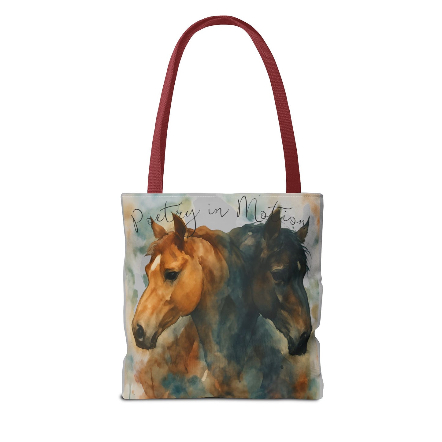 Horse Art Tote Bag, Watercolor Horses, Pretty in Motion