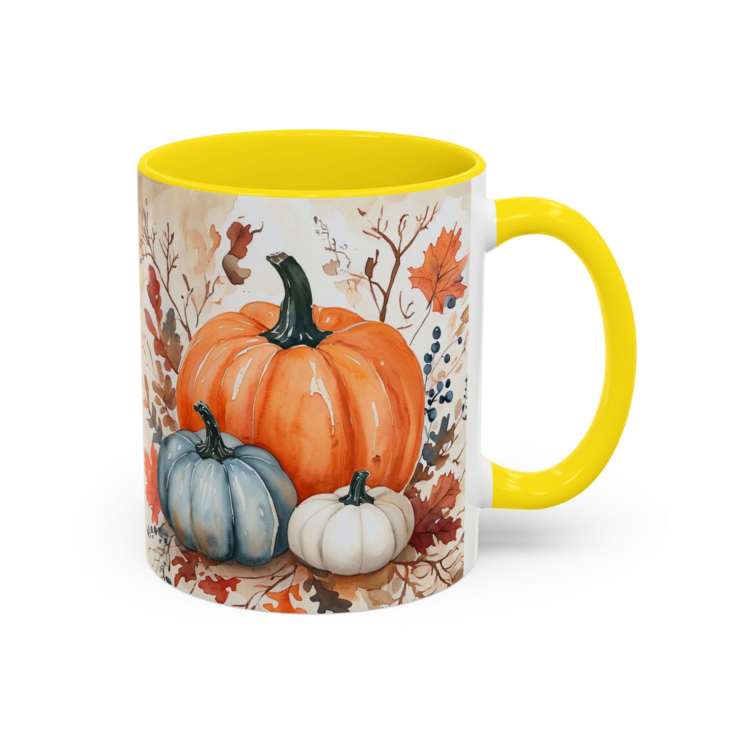 Pumpkin Fall Mug, Autumn Harvest Coffee Cup with Rustic Pumpkin Design