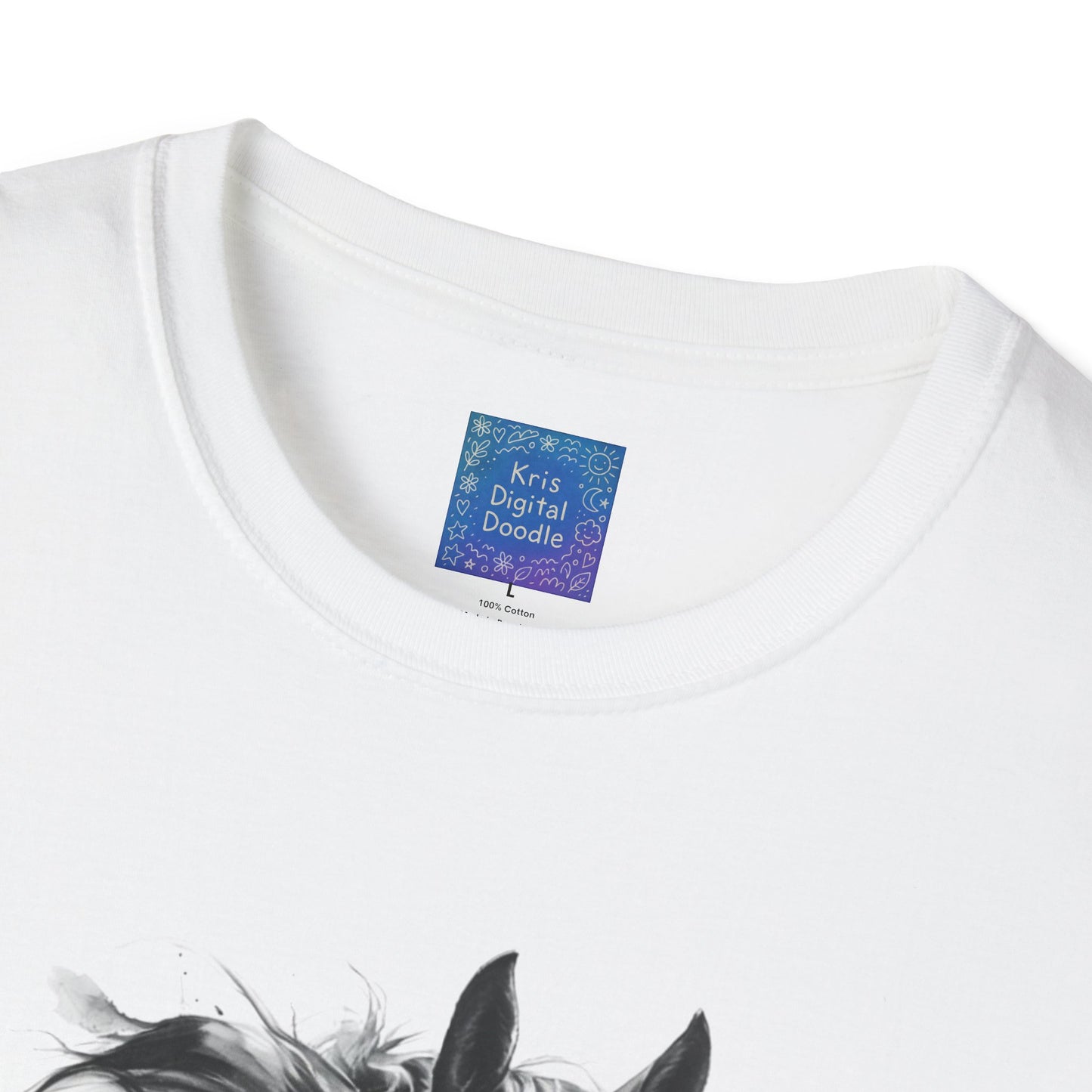 Black and White Horse Graphic T-Shirt Artistic Equestrian Tee