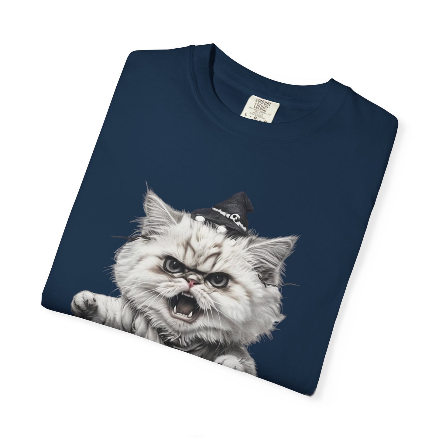 Angry Halloween Cat T Shirt Funny Spooky Kitten Tee Gothic Trick or Treat Shirt Unisex Garment Dyed T shirt