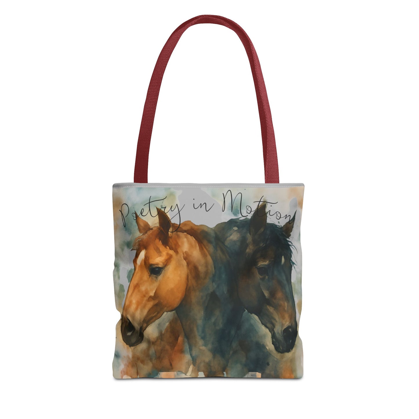 Horse Art Tote Bag, Watercolor Horses, Pretty in Motion