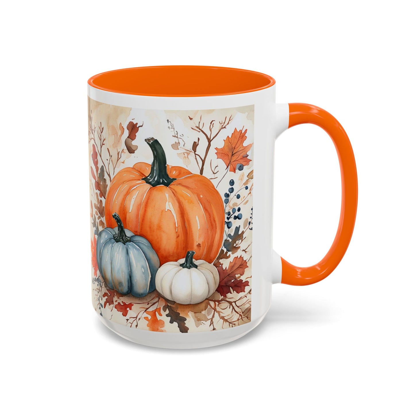 Pumpkin Fall Mug, Autumn Harvest Coffee Cup with Rustic Pumpkin Design