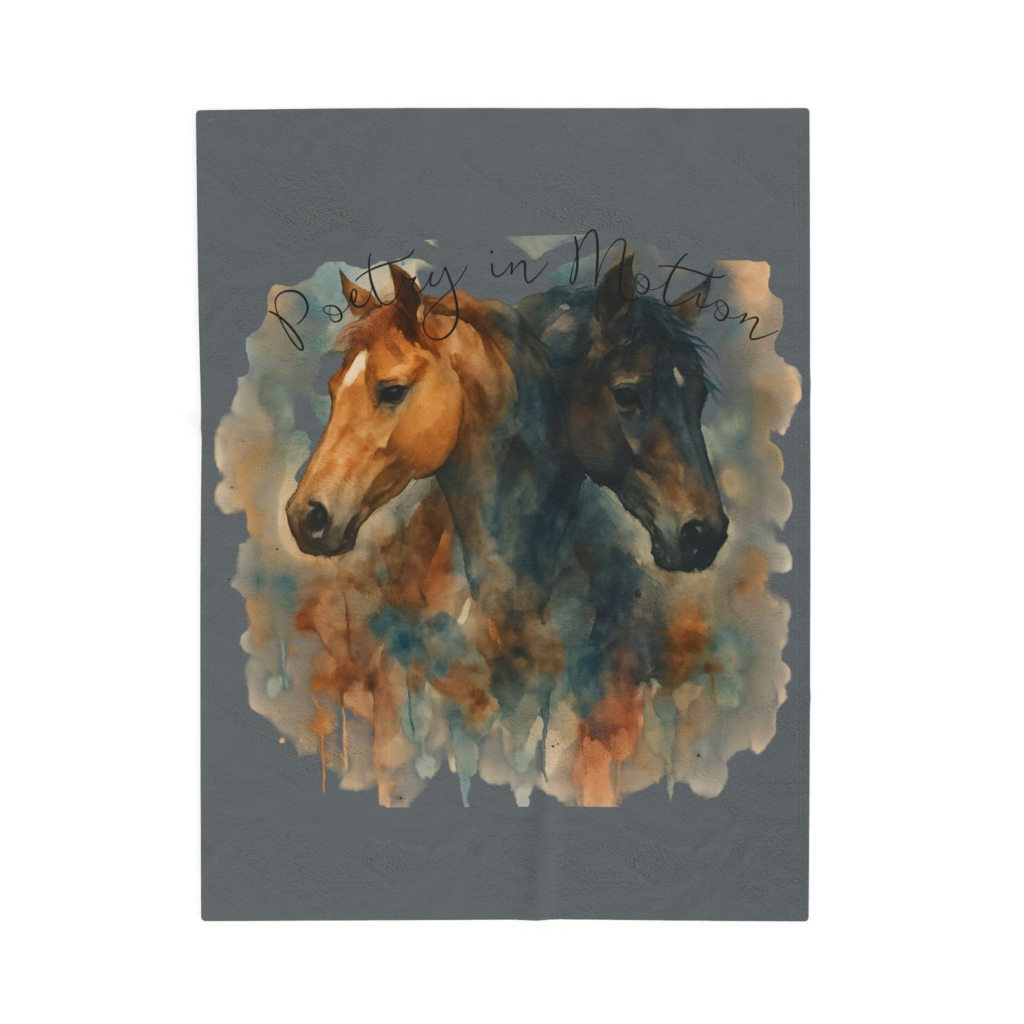 Watercolor Horse Blanket, Cozy Western Ranch Throw with Horse Lovers Art